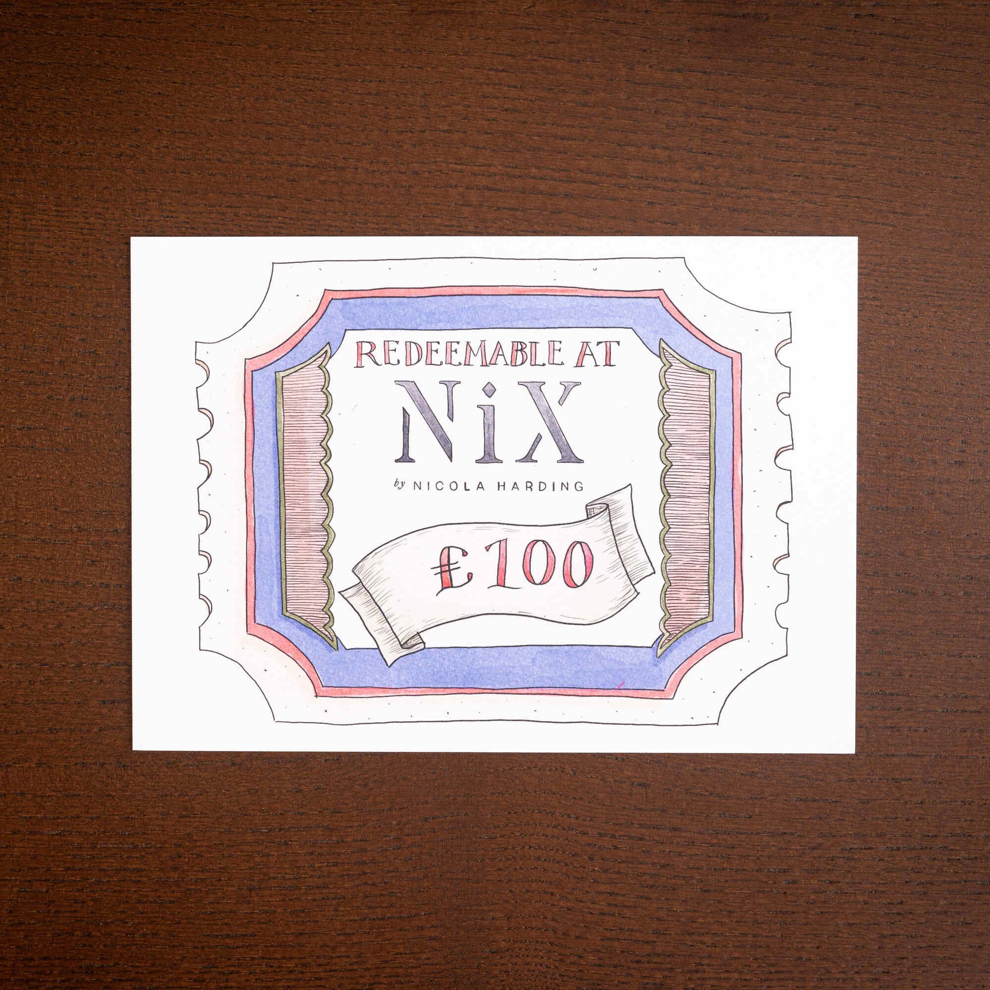 NiX Physical Gift Voucher of £100