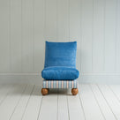  Perch Slipper Armchair in Slow Lane Blue Frame and Classic Corduroy Harbour Blue Seat 