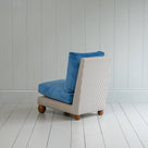  Perch Slipper Armchair in Ticking Aqua Brown Frame and Classic Corduroy Harbour Blue Seat 