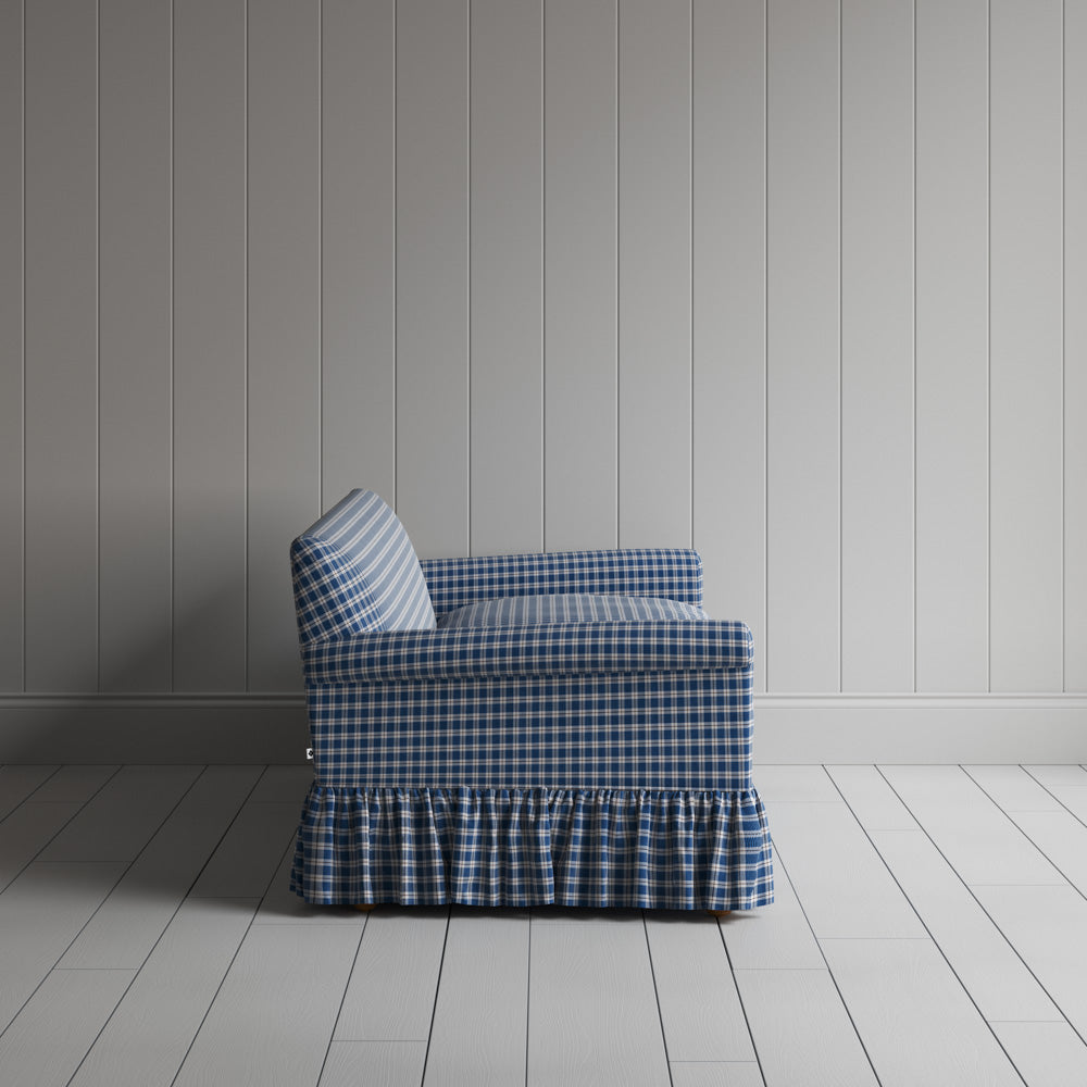  Curtain Call 3 Seater Sofa in Well Plaid Cotton, Blue Brown 