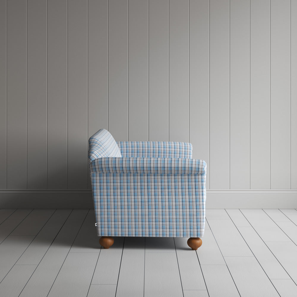 Dolittle 3 Seater Sofa in Square Deal Cotton, Blue Brown