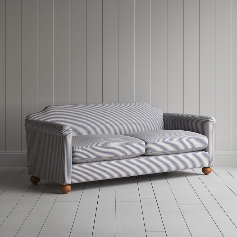  Dolittle 3 Seater Sofa in Ticking Cotton, Blue Brown 