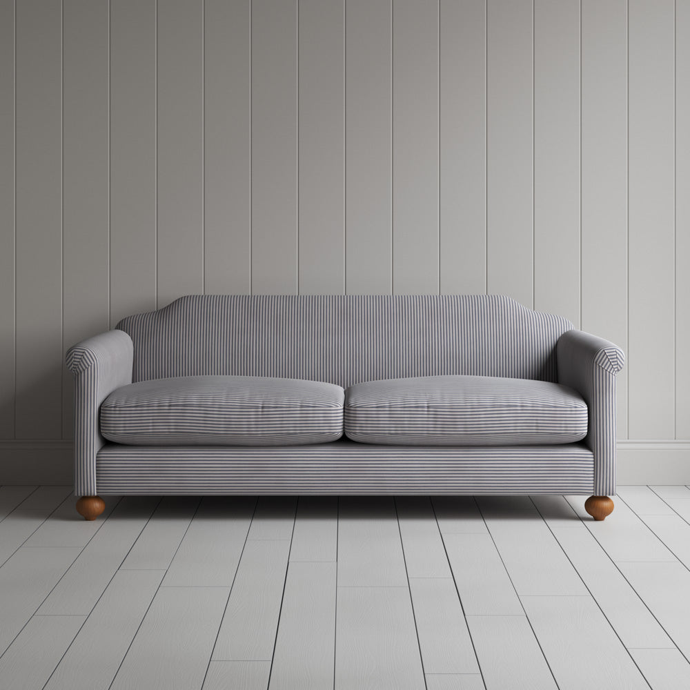  Dolittle 3 Seater Sofa in Ticking Cotton, Blue Brown 