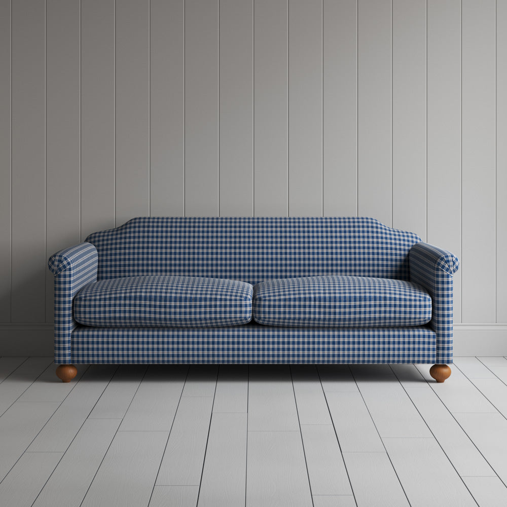 Dolittle 3 Seater Sofa in Well Plaid Cotton, Blue Brown