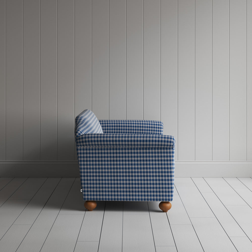  Dolittle 3 Seater Sofa in Well Plaid Cotton, Blue Brown 