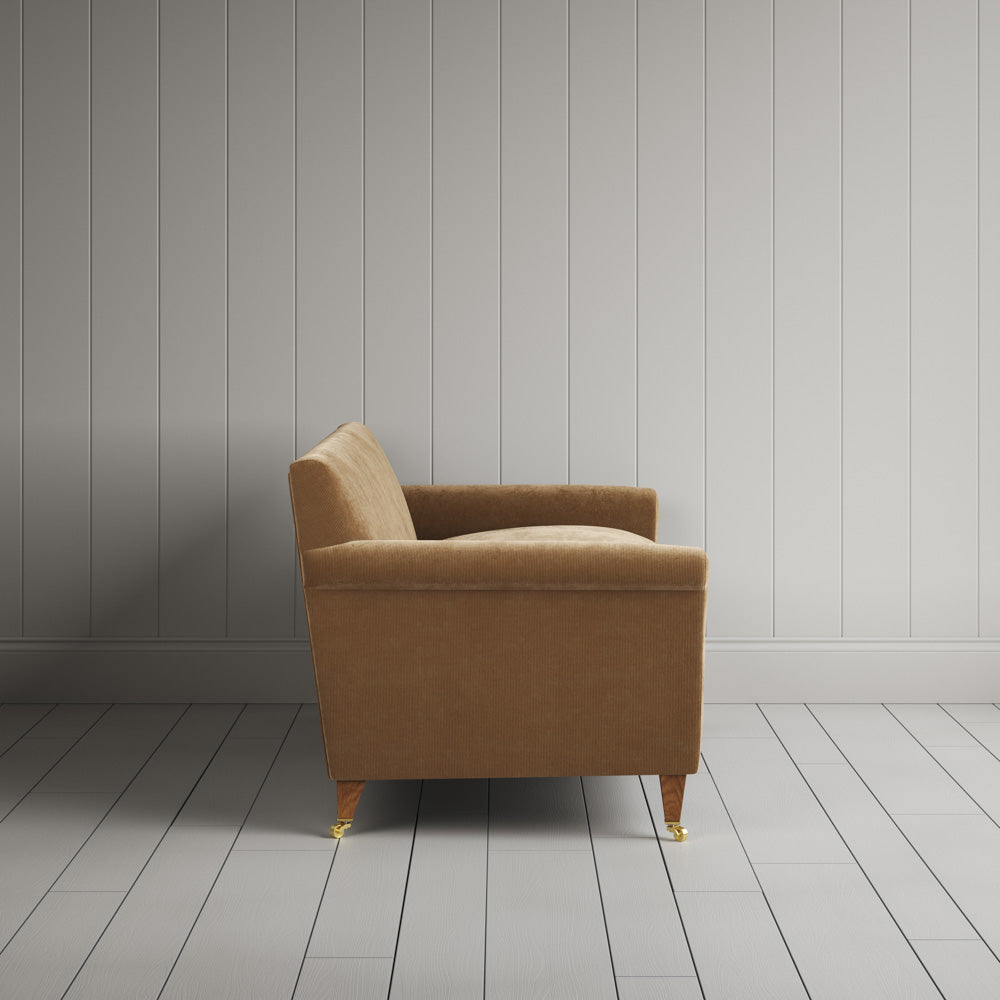  Side View of the Stone Beige corduroy Idler 3 seater sofa. 