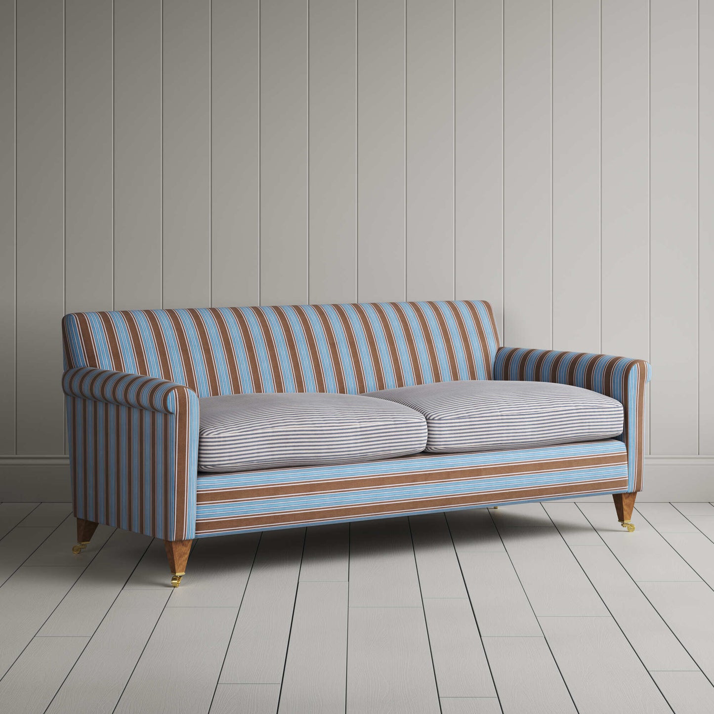 Angled view of the Regatta Blue Idler sofa by NiX