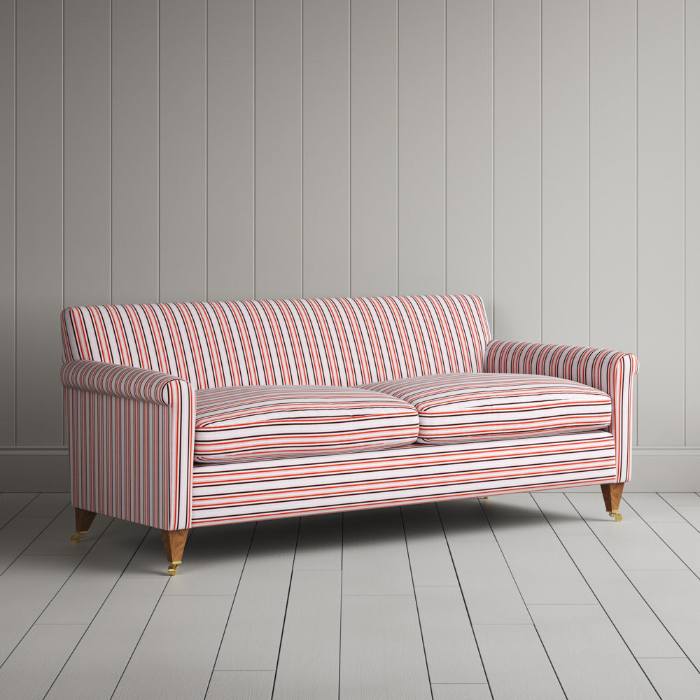 Idler 3 Seater Sofa in Slow Lane Cotton Linen, Berry