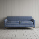 Idler 3 Seater Sofa in Well Plaid Cotton, Blue Brown
