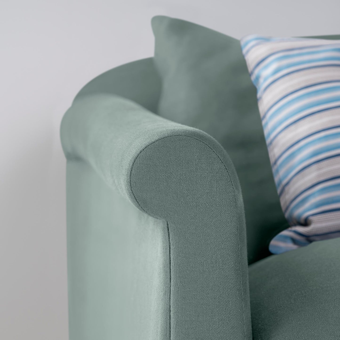 More the Merrier 3 Seater Sofa in Laidback Linen Mineral Arm Close-up - By NiX