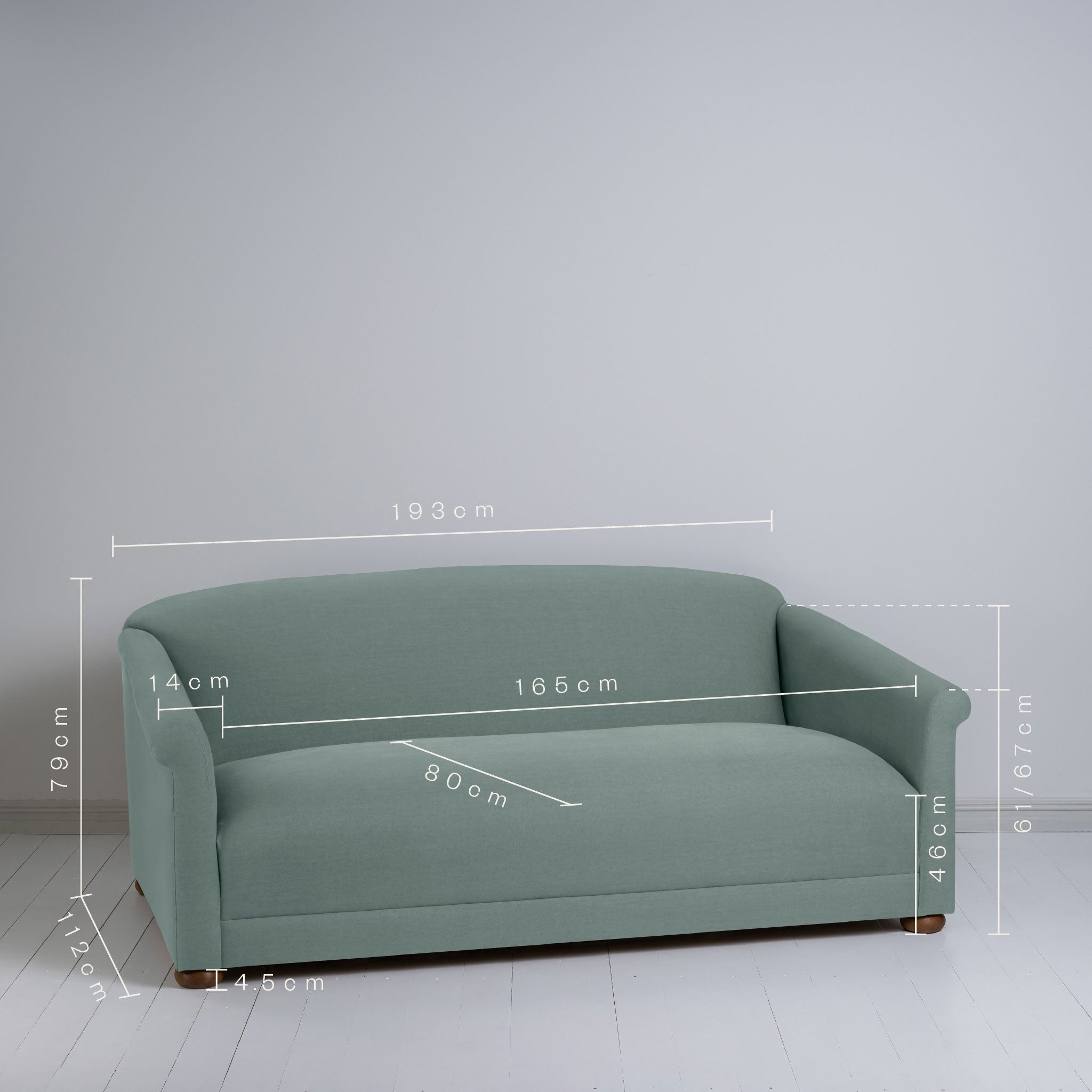  More the Merrier 3 Seater Sofa in Laidback Linen Mineral With Dimensions  - By NiX  