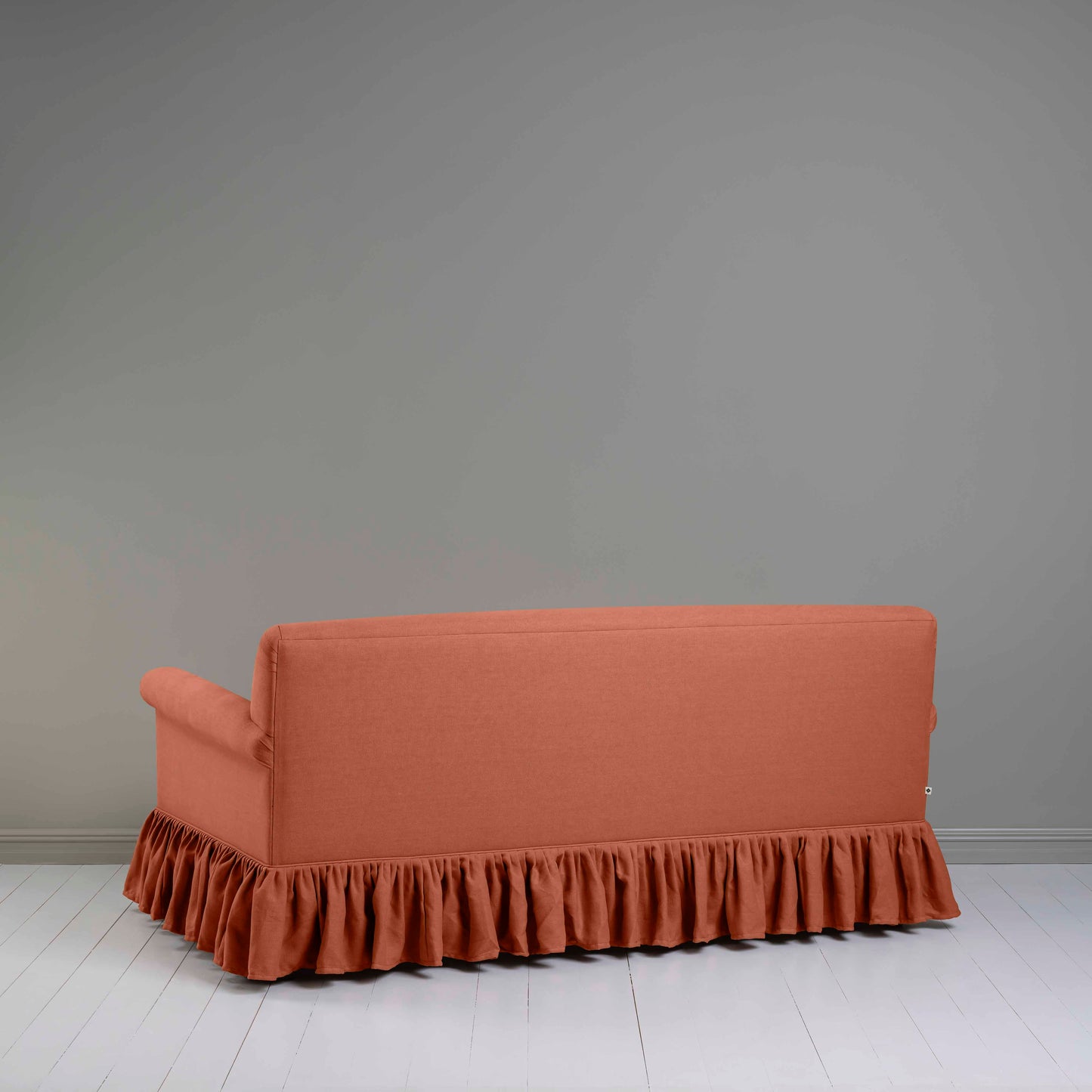 Curtain Call 3 Seater Sofa in Laidback Linen Cayenne, Back View - Nicola Harding