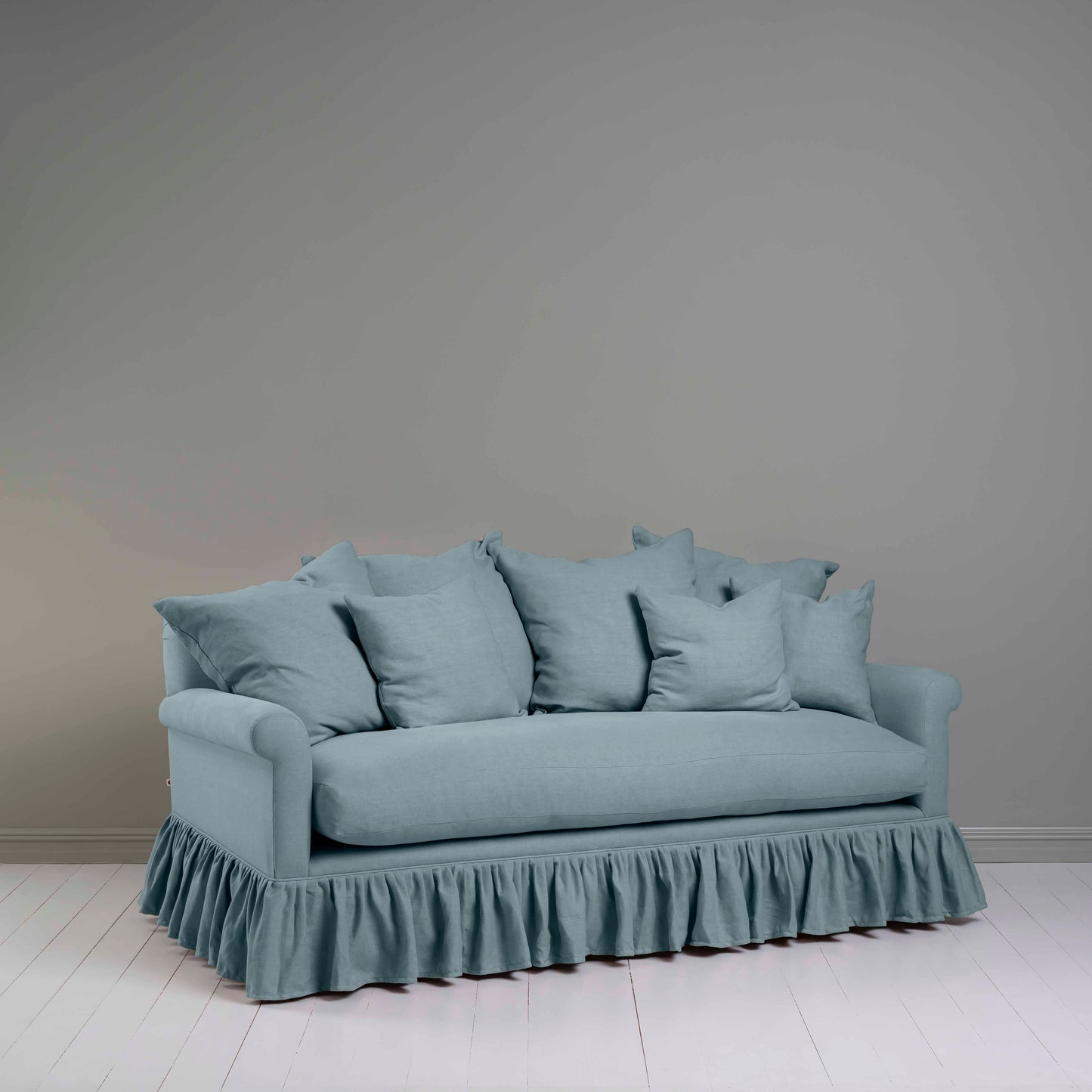 Curtain Call 3 Seater Sofa in Laidback Linen Cerulean - Nicola Harding