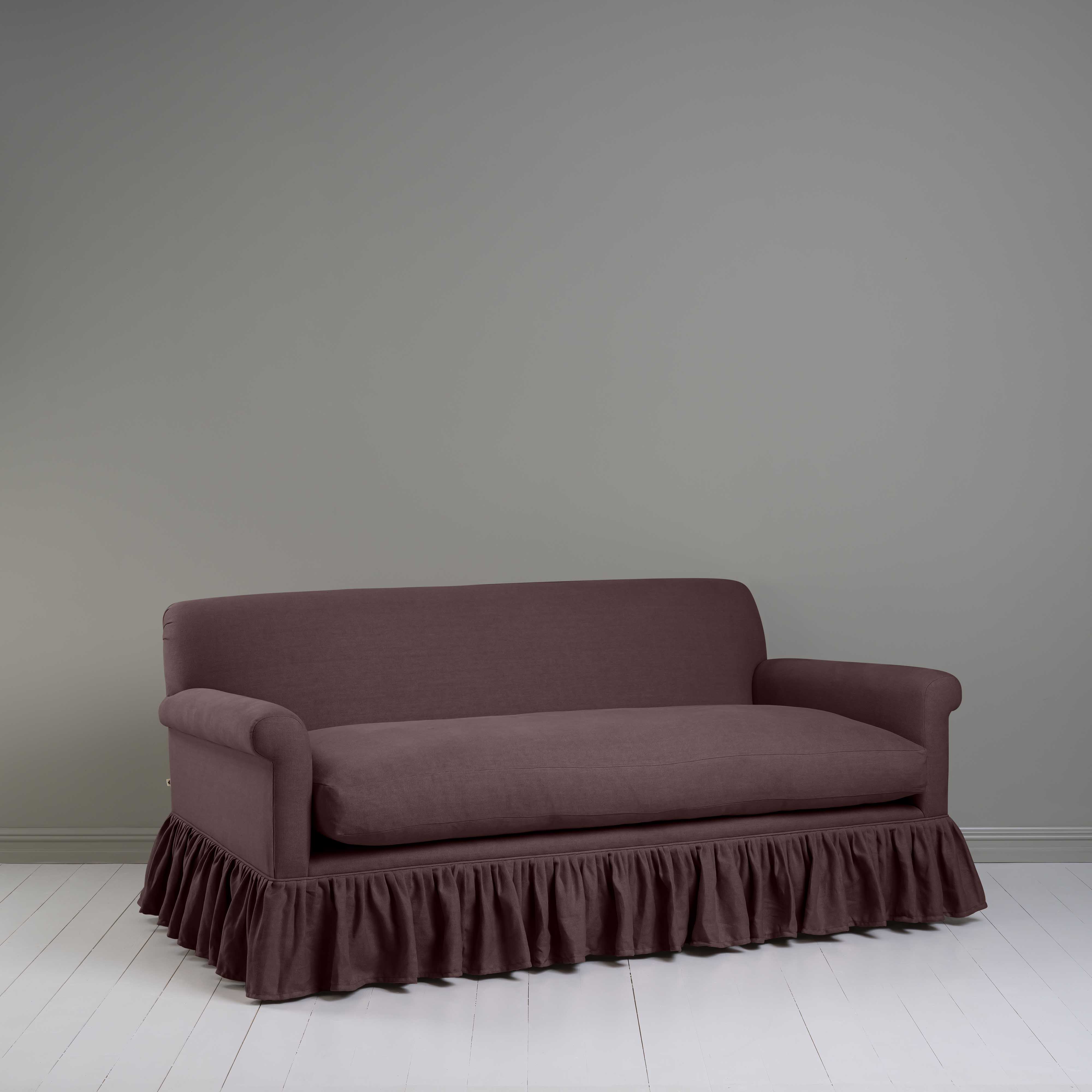  Curtain Call 3 Seater Sofa in Laidback Linen Damson - Nicola Harding 
