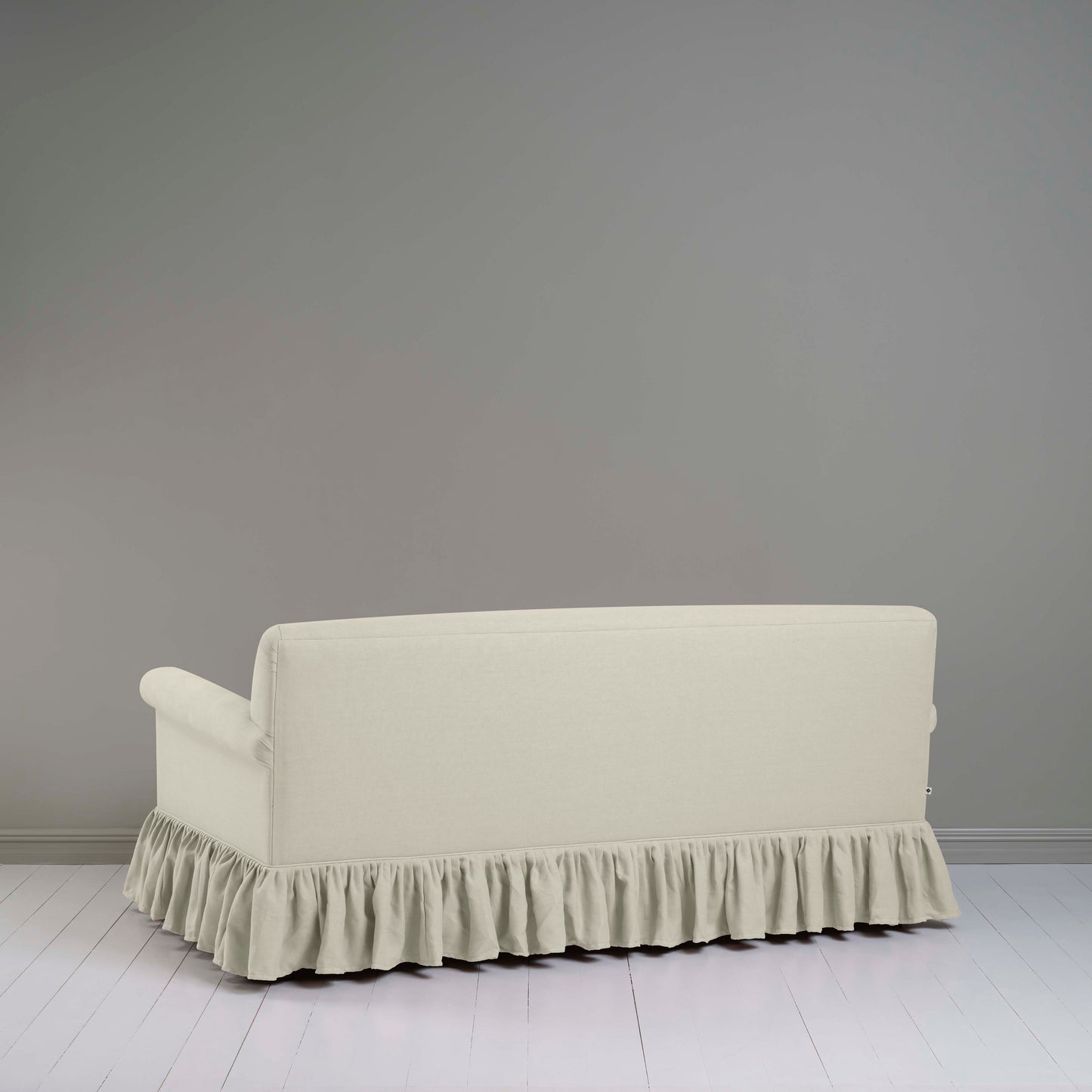 Curtain Call 3 Seater Sofa in Laidback Linen Dove, Back View - Nicola Harding