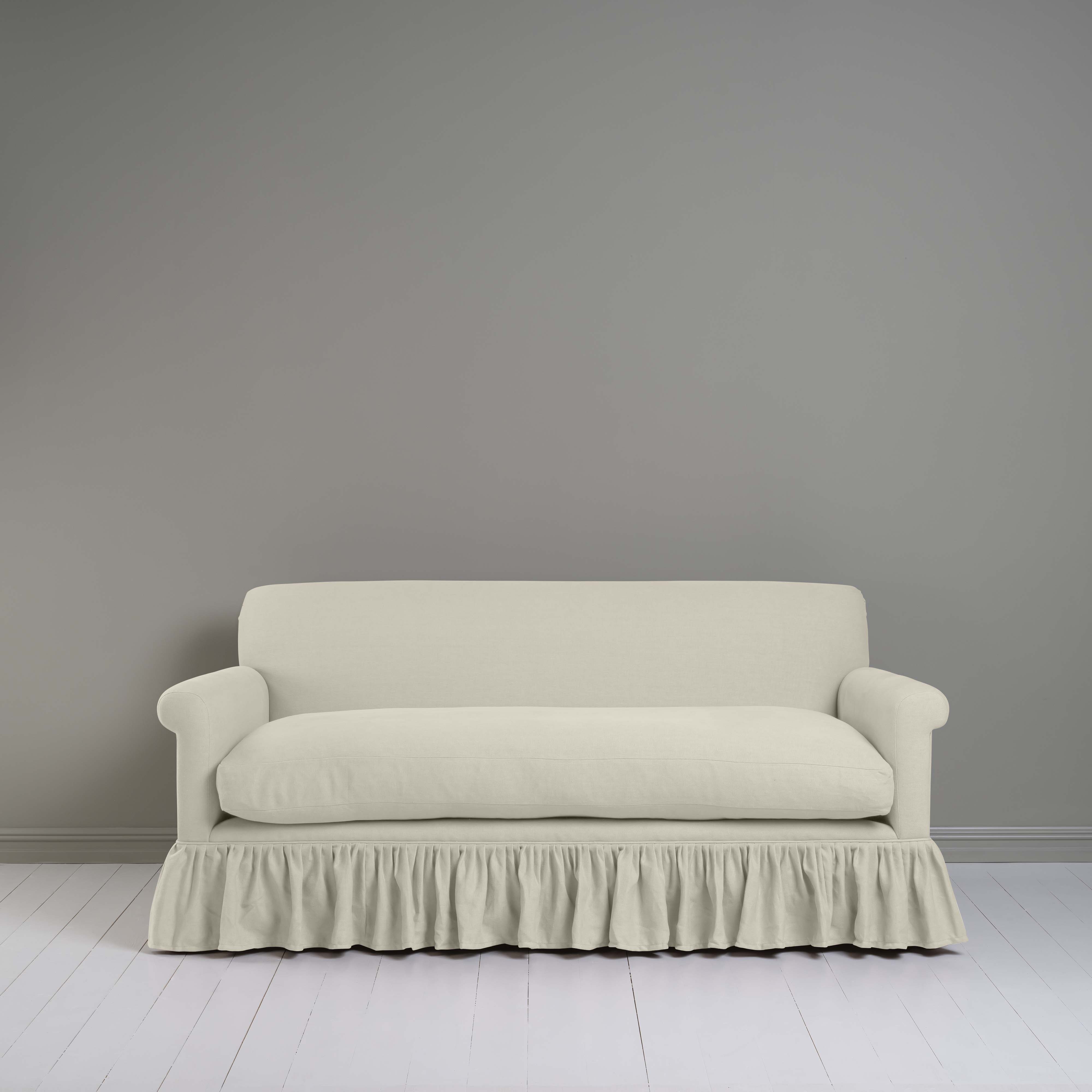  Curtain Call 3 Seater Sofa in Laidback Linen Dove, Front View - Nicola Harding 