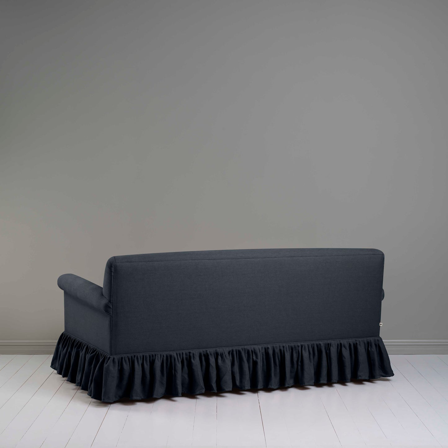 Curtain Call 3 Seater Sofa in Laidback Linen Midnight, Back View - Nicola Harding