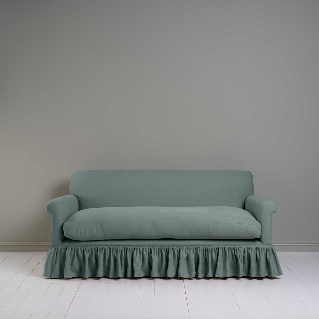  Curtain Call 3 Seater Sofa in Laidback Linen Mineral, Front View - Nicola Harding 