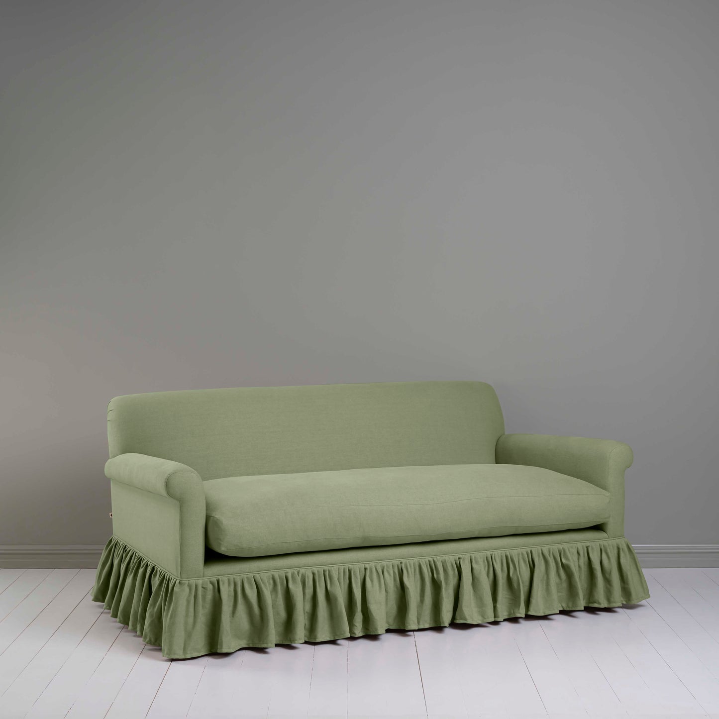 Curtain Call 3 Seater Sofa in Laidback Linen Moss - Nicola Harding