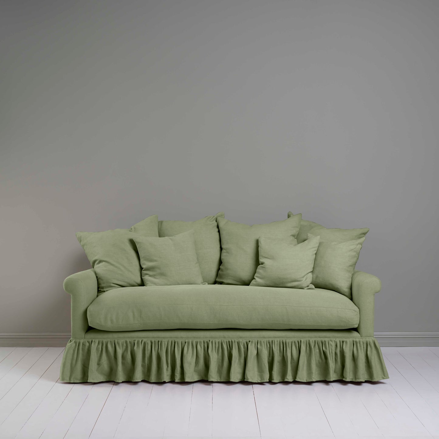 Curtain Call 3 Seater Sofa in Laidback Linen Moss - Nicola Harding