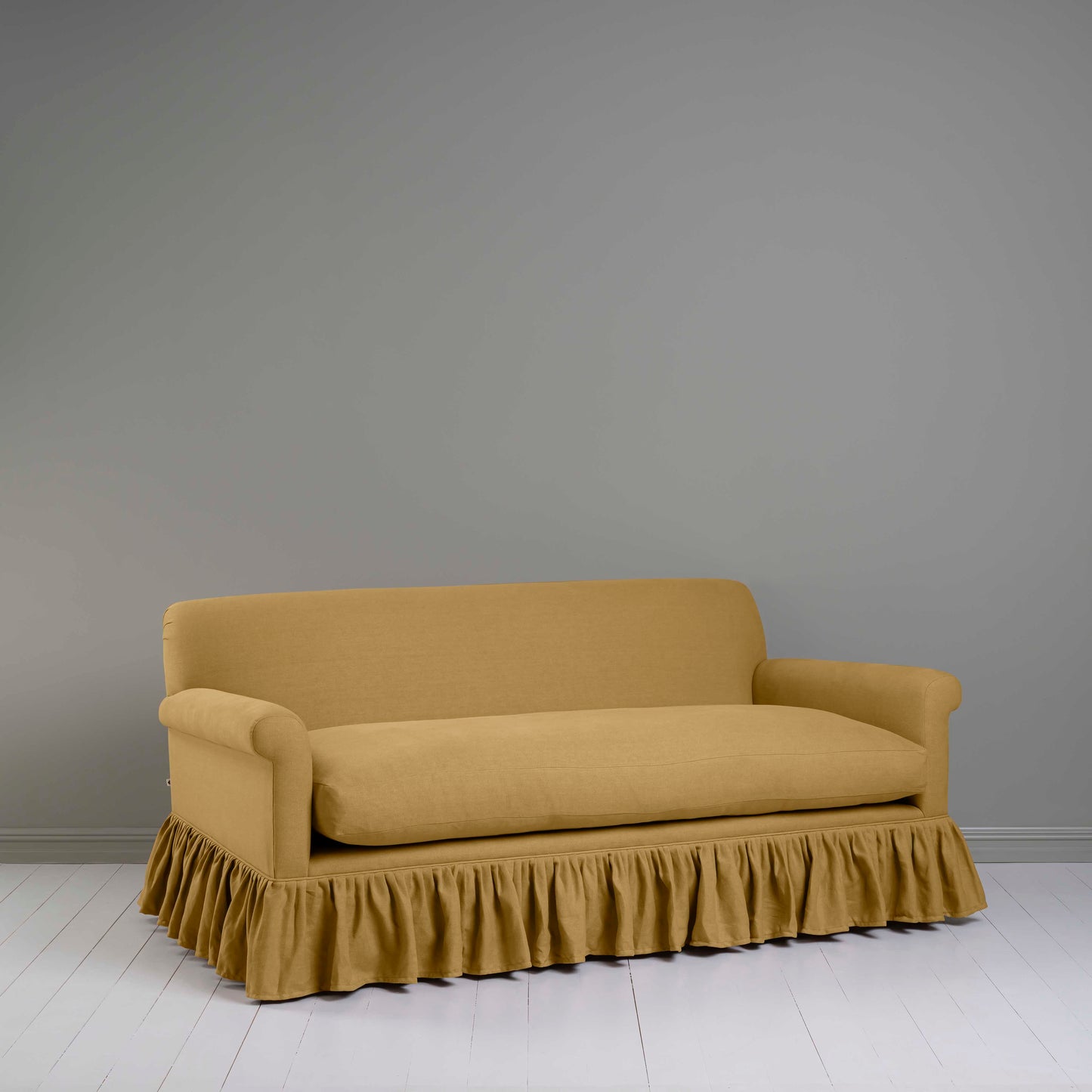 Curtain Call 3 Seater Sofa in Laidback Linen Ochre - Nicola Harding