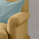  Curtain Call 3 Seater Sofa in Laidback Linen Ochre, Arm Closeup - Nicola Harding 
