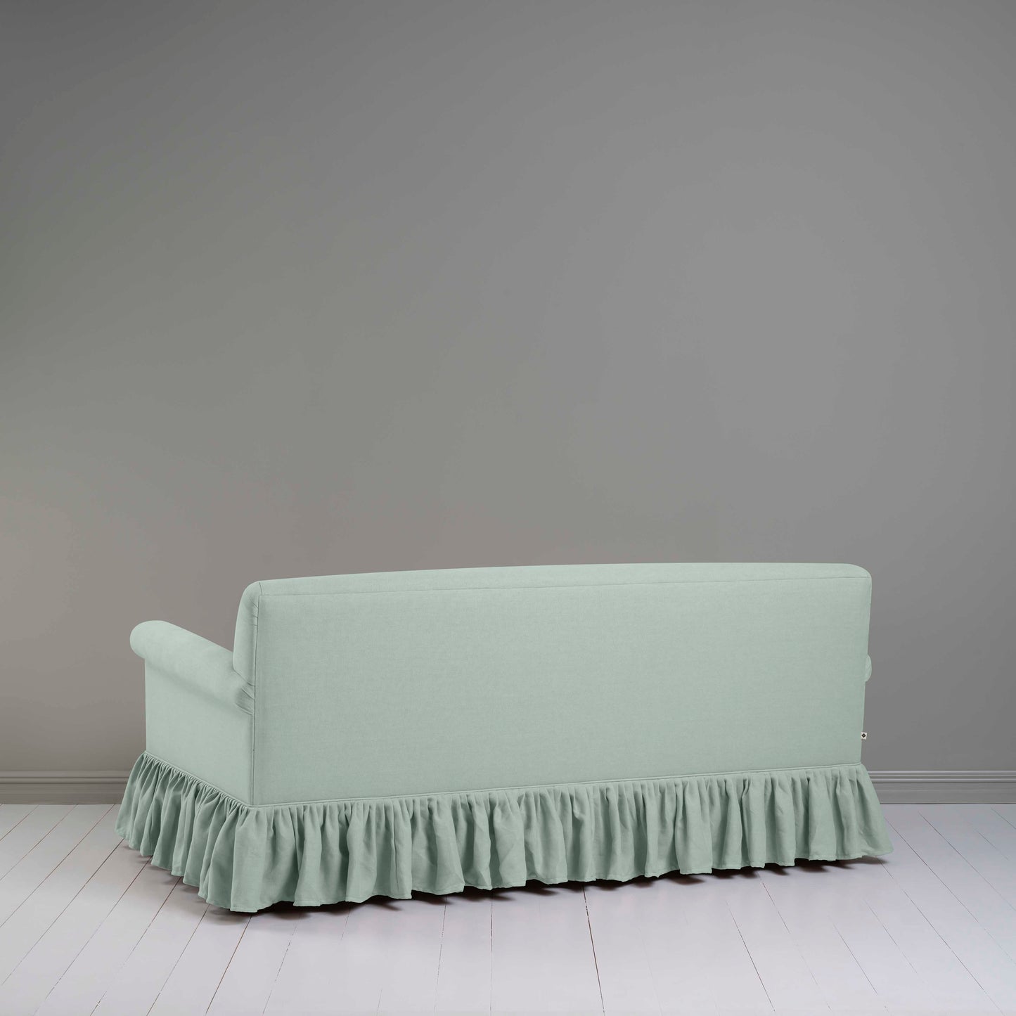 Curtain Call 3 Seater Sofa in Laidback Linen Sky, Back View - Nicola Harding