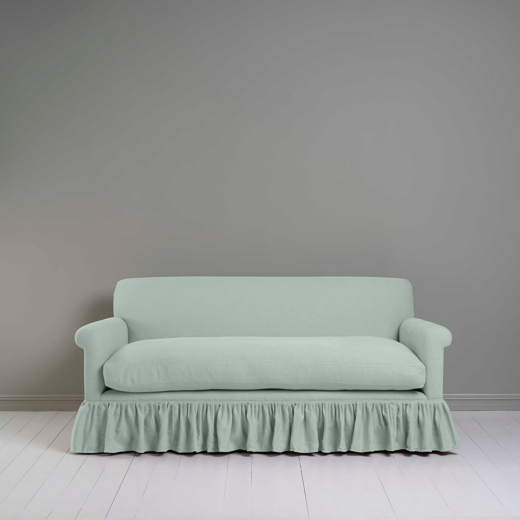  Curtain Call 3 Seater Sofa in Laidback Linen Sky, Front View - Nicola Harding 