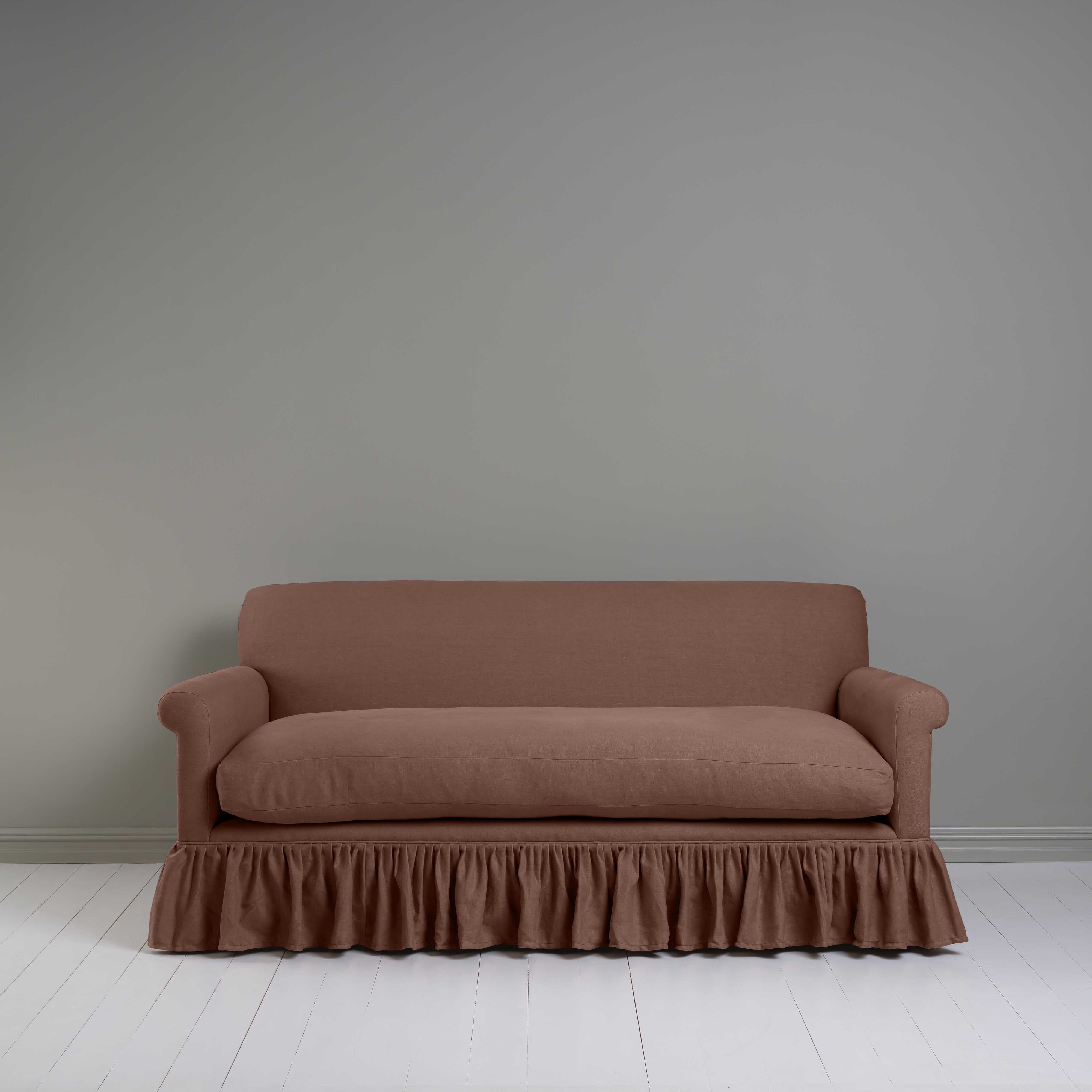  Curtain Call 3 Seater Sofa in Laidback Linen Sweet Briar, Front View - Nicola Harding 