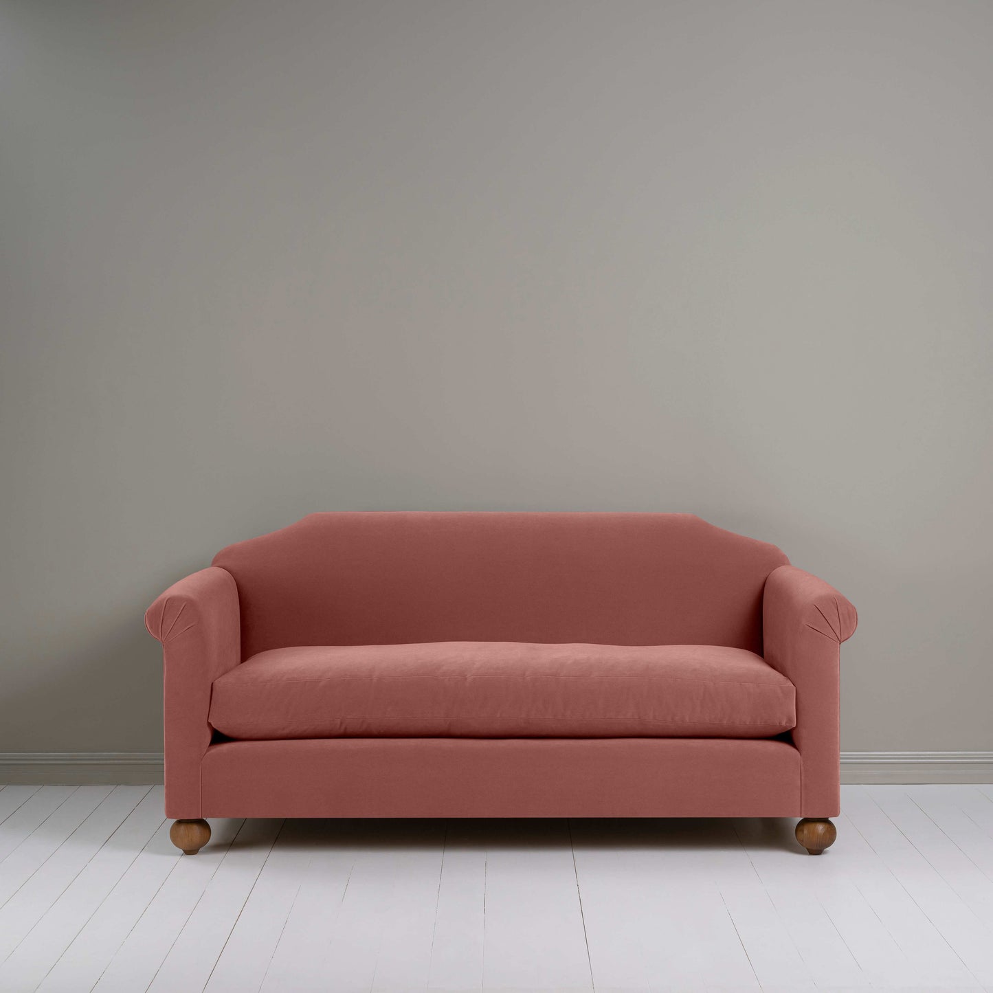 Dolittle 3 Seater Sofa in Intelligent Velvet Damson, Front View - Nicola Harding