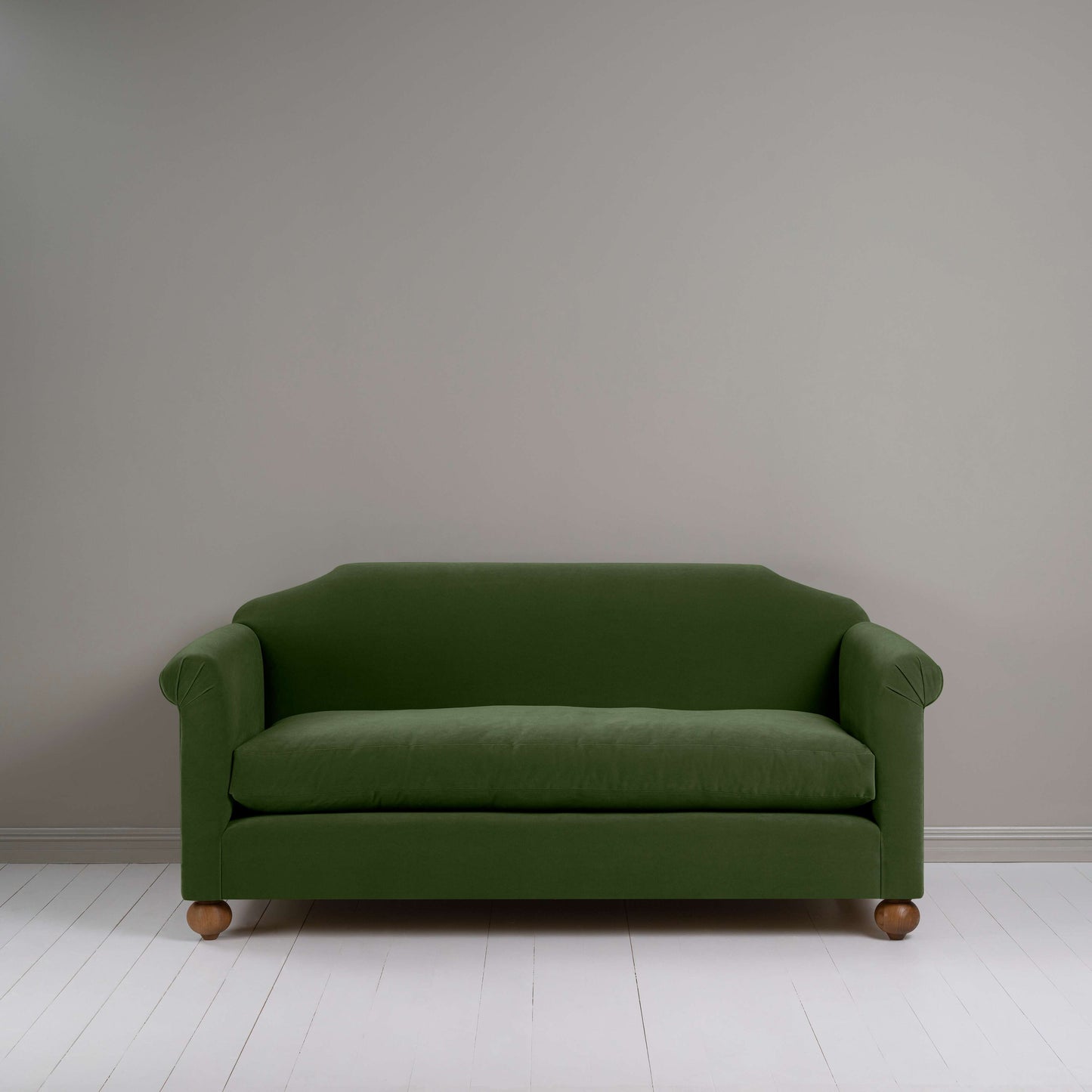 Dolittle 3 Seater Sofa in Intelligent Velvet Juniper, Front View - Nicola Harding