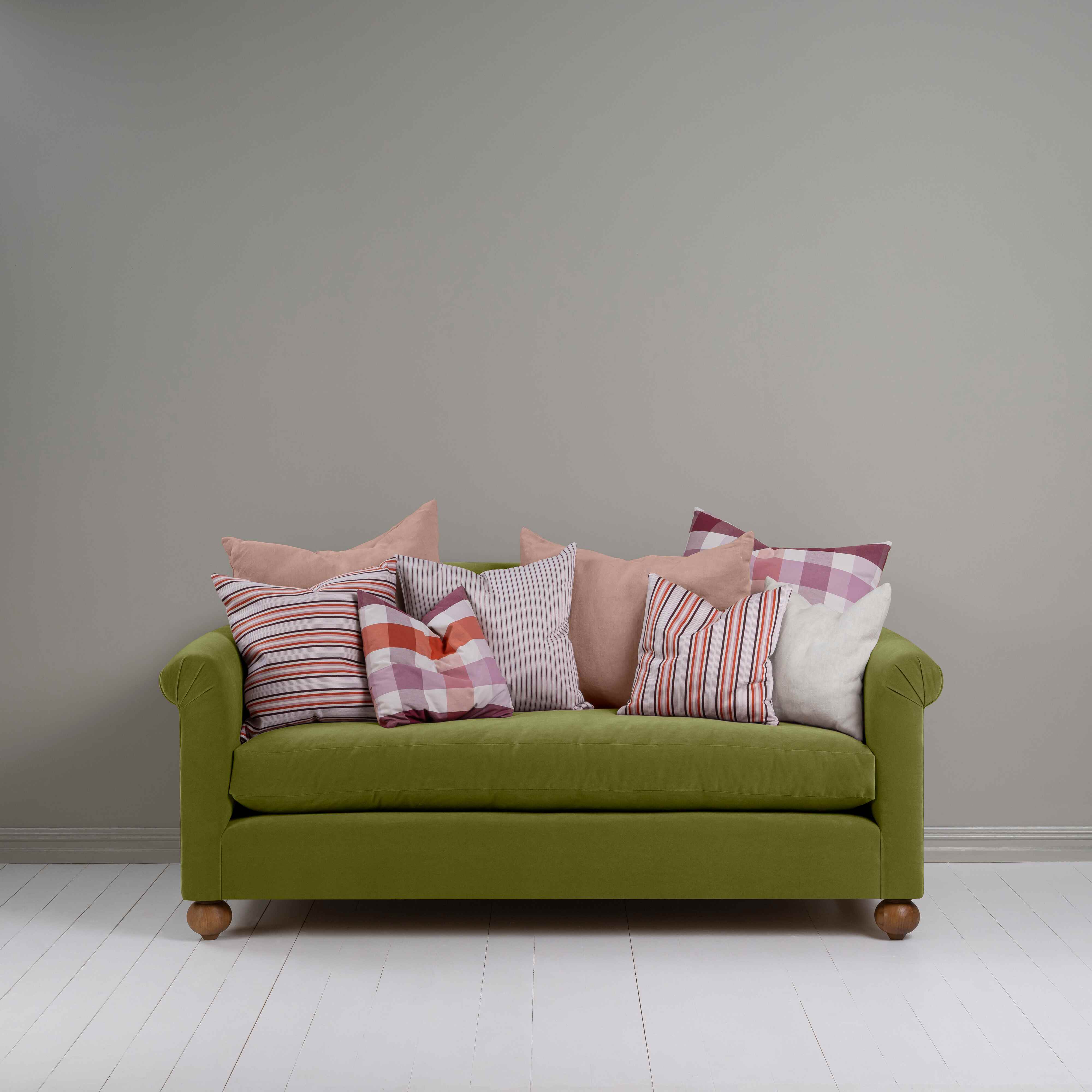  Dolittle 3 Seater Sofa in Intelligent Velvet Lawn, With Multiple NiX Cushions - Nicola Harding 