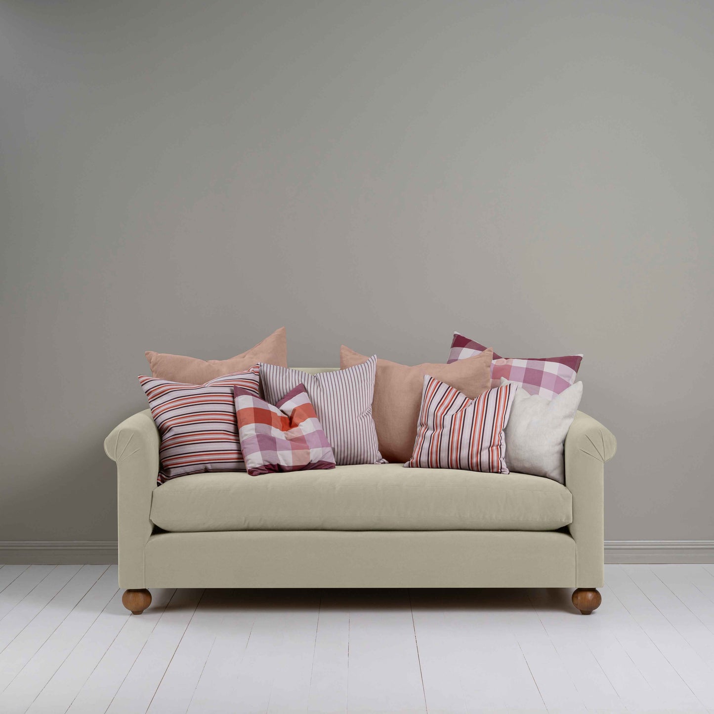 Dolittle 3 Seater Sofa in Intelligent Velvet Moonstone, With NiX Square & Rectangle Cushions - Nicola Harding