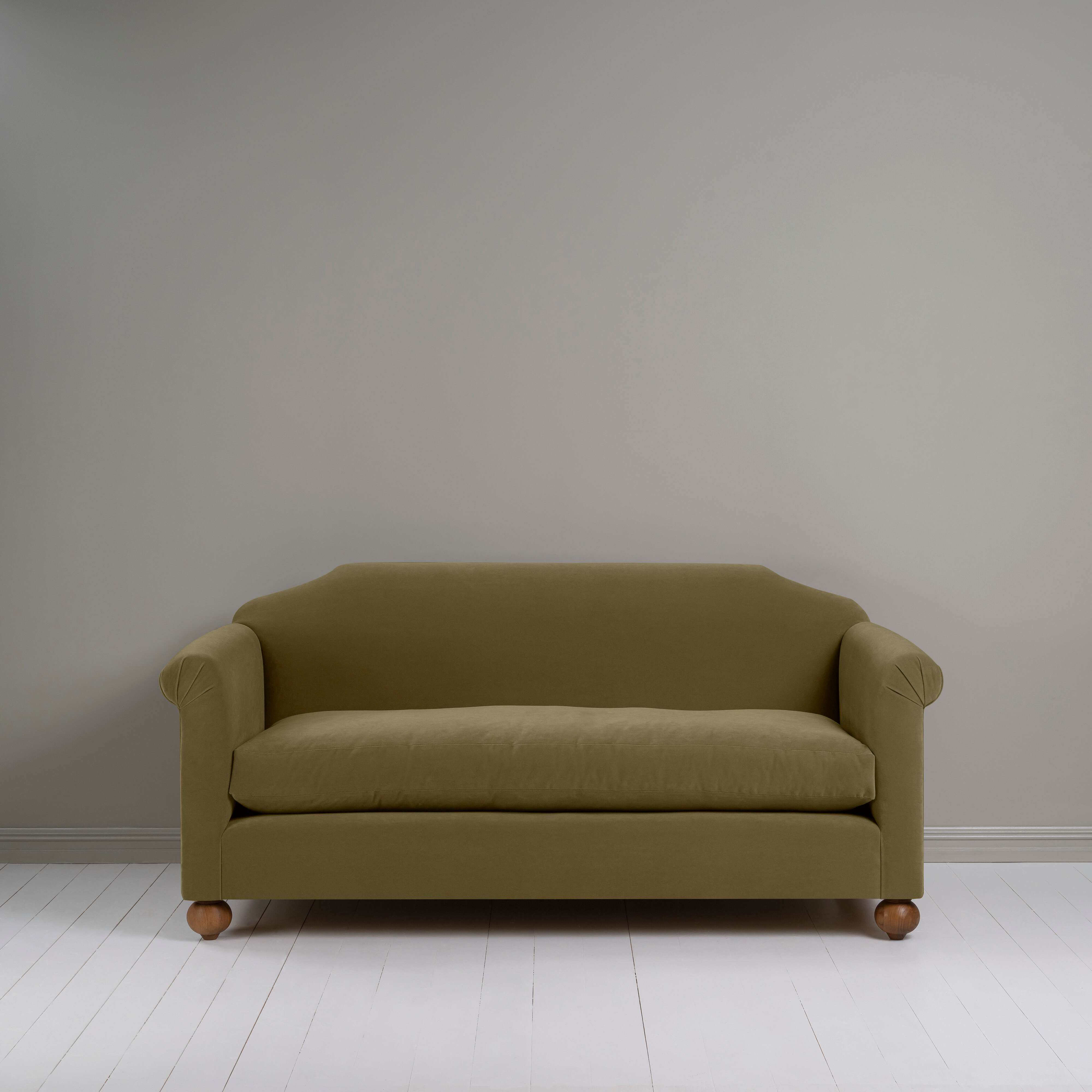  Dolittle 3-Seater Sofa in Intelligent Velvet Sepia, Front View - Nicola Harding 