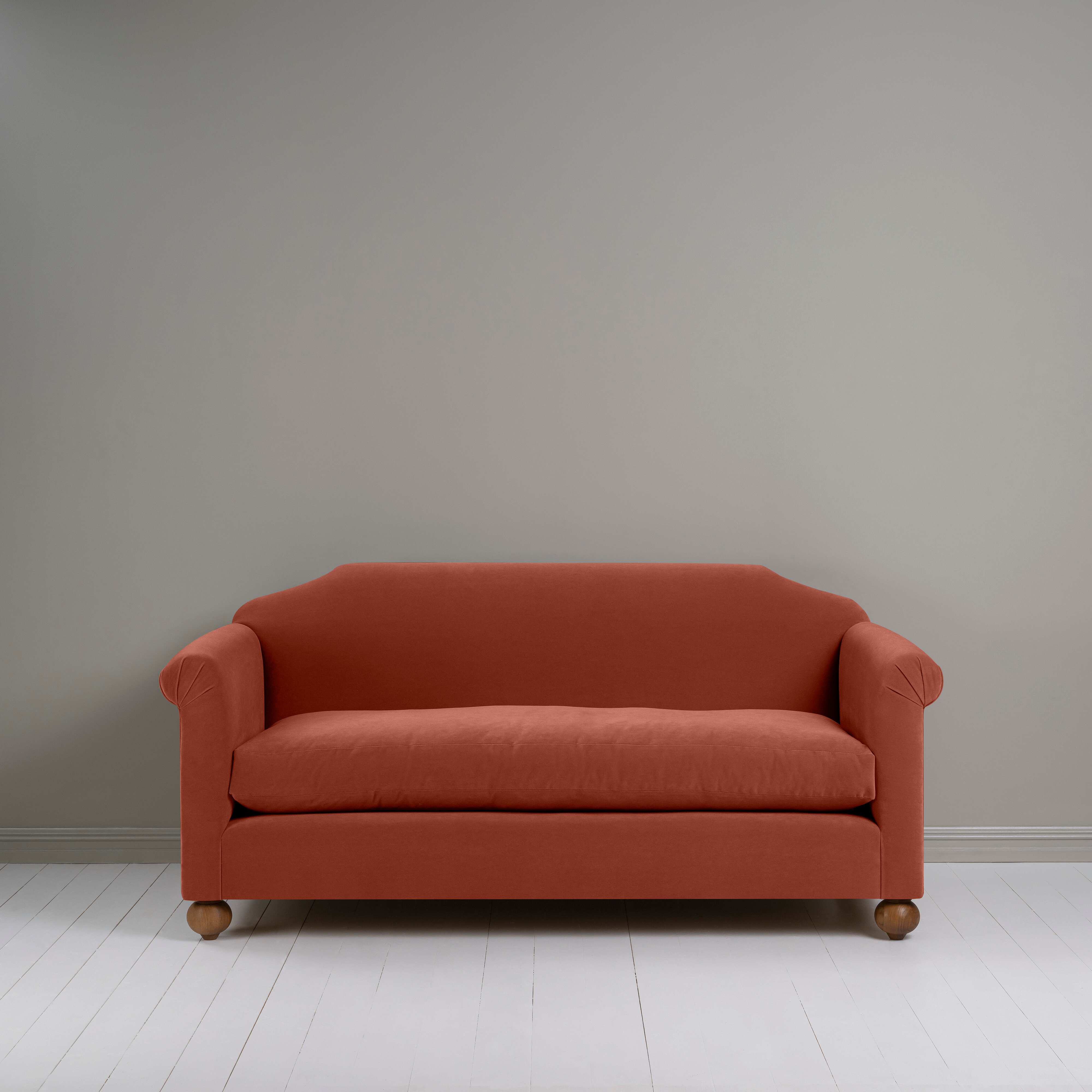  Dolittle 3 Seater Sofa in Intelligent Velvet Sienna, Front View - Nicola Harding 