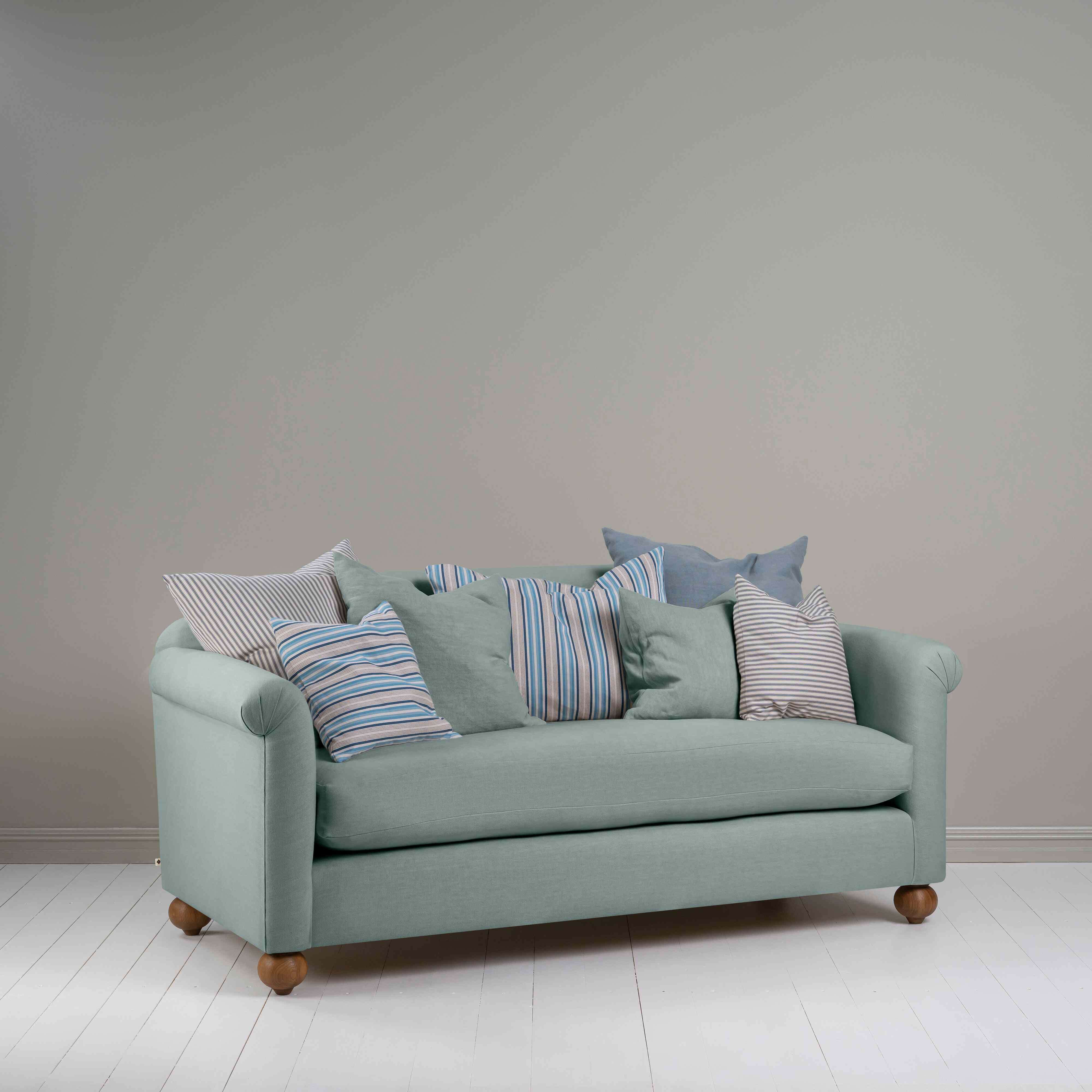  Dolittle 3 Seater Sofa in Laidback Linen Mineral, With Multiple NiX Cushions - Nicola Harding 