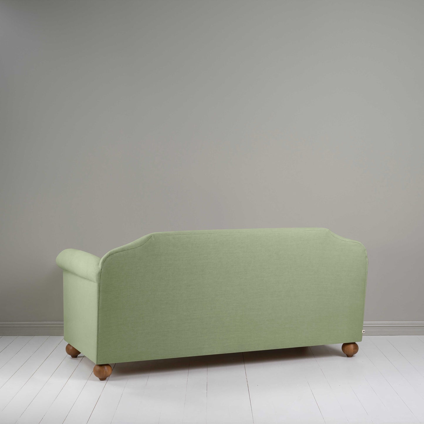 Dolittle 3 Seater Sofa in Laidback Linen Moss, Back View - Nicola Harding