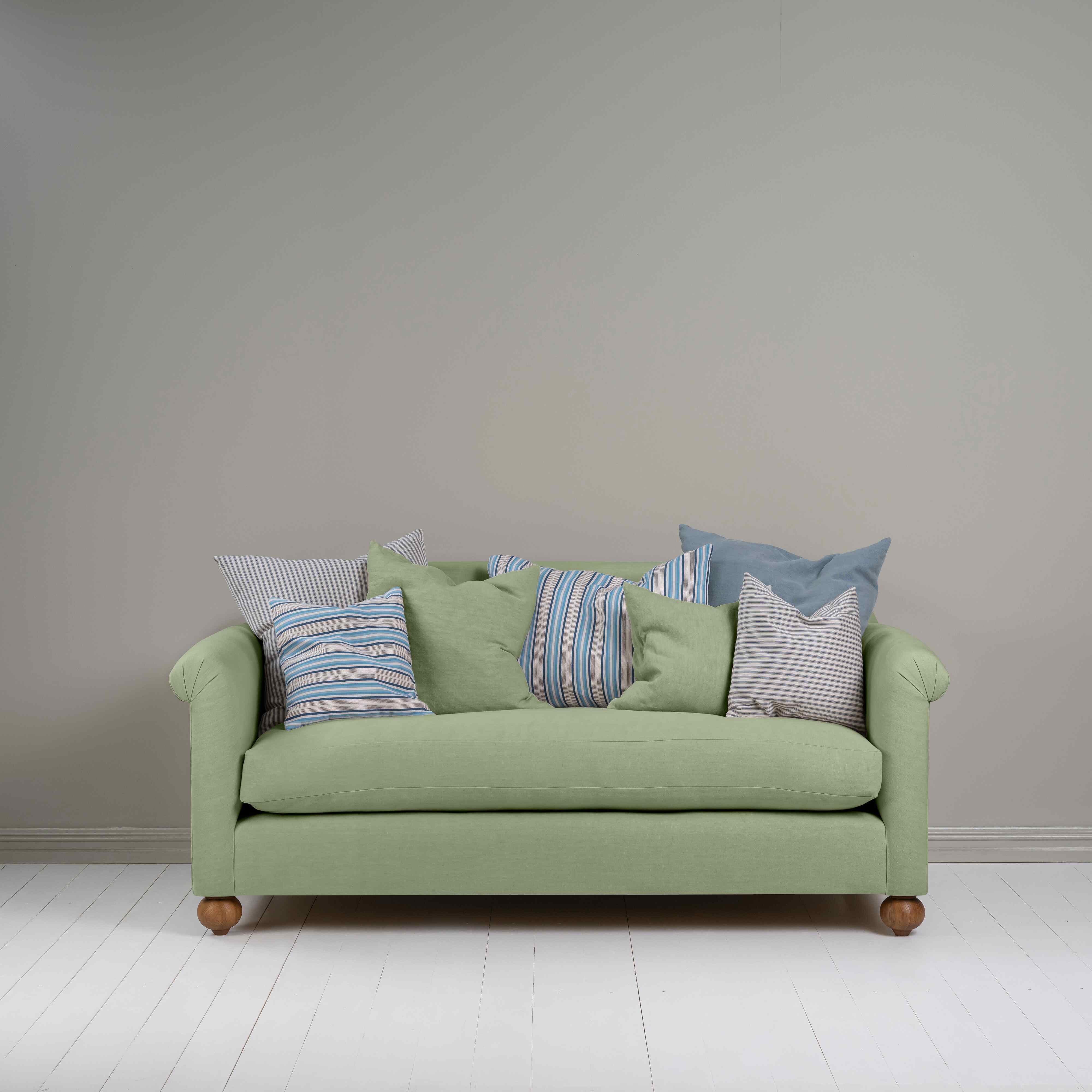  Dolittle 3 Seater Sofa in Laidback Linen Moss, With 2 Matching and 5 Other Fabric NiX Cushions - Nicola Harding 