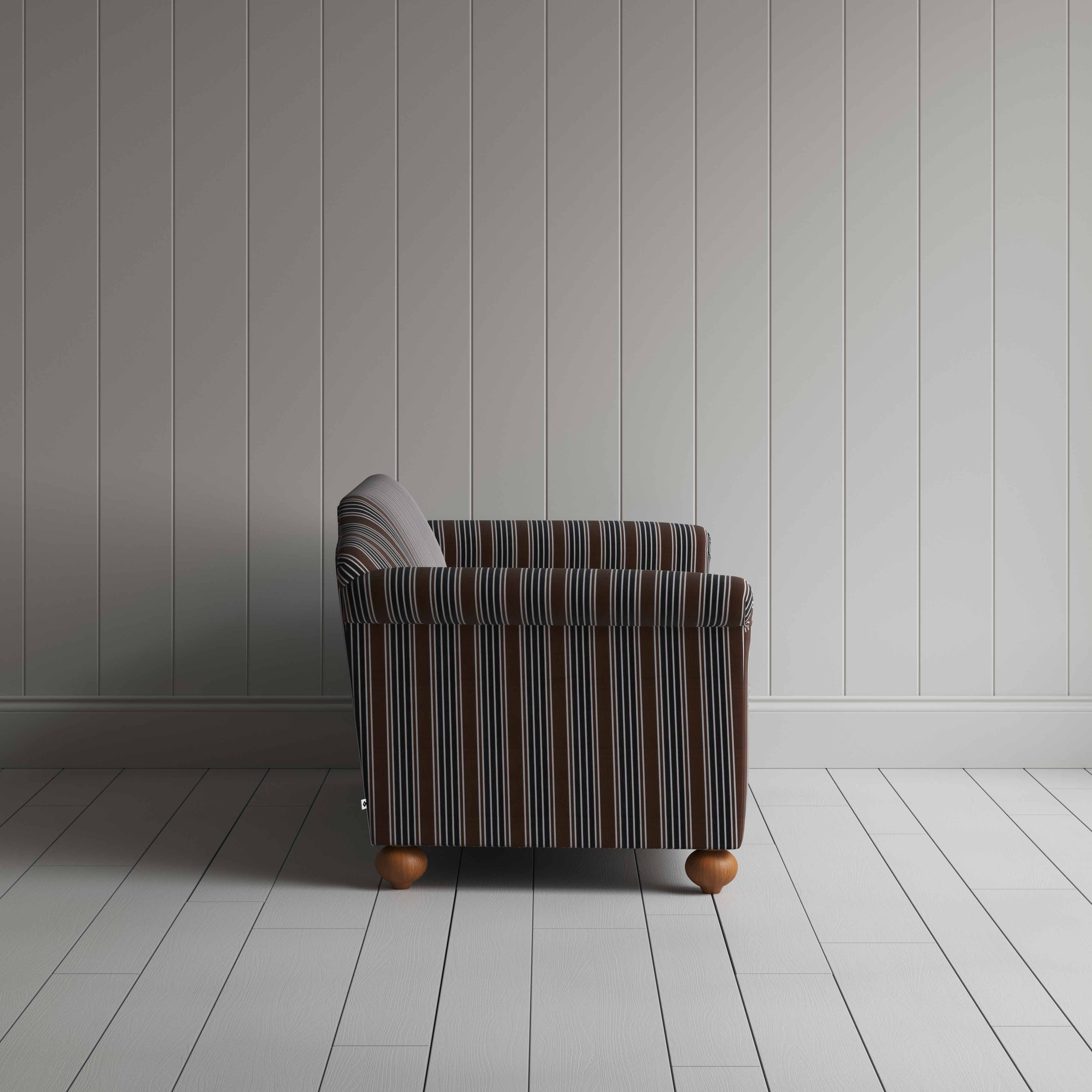  Dolittle 3 Seater Sofa in Regatta Cotton, Charcoal, Side View - Nicola Harding 