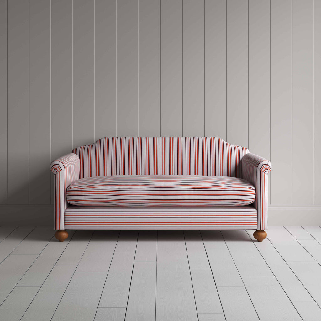  Dolittle 3 Seater Sofa in Slow Lane Cotton Linen, Berry, Front View - Nicola Harding 