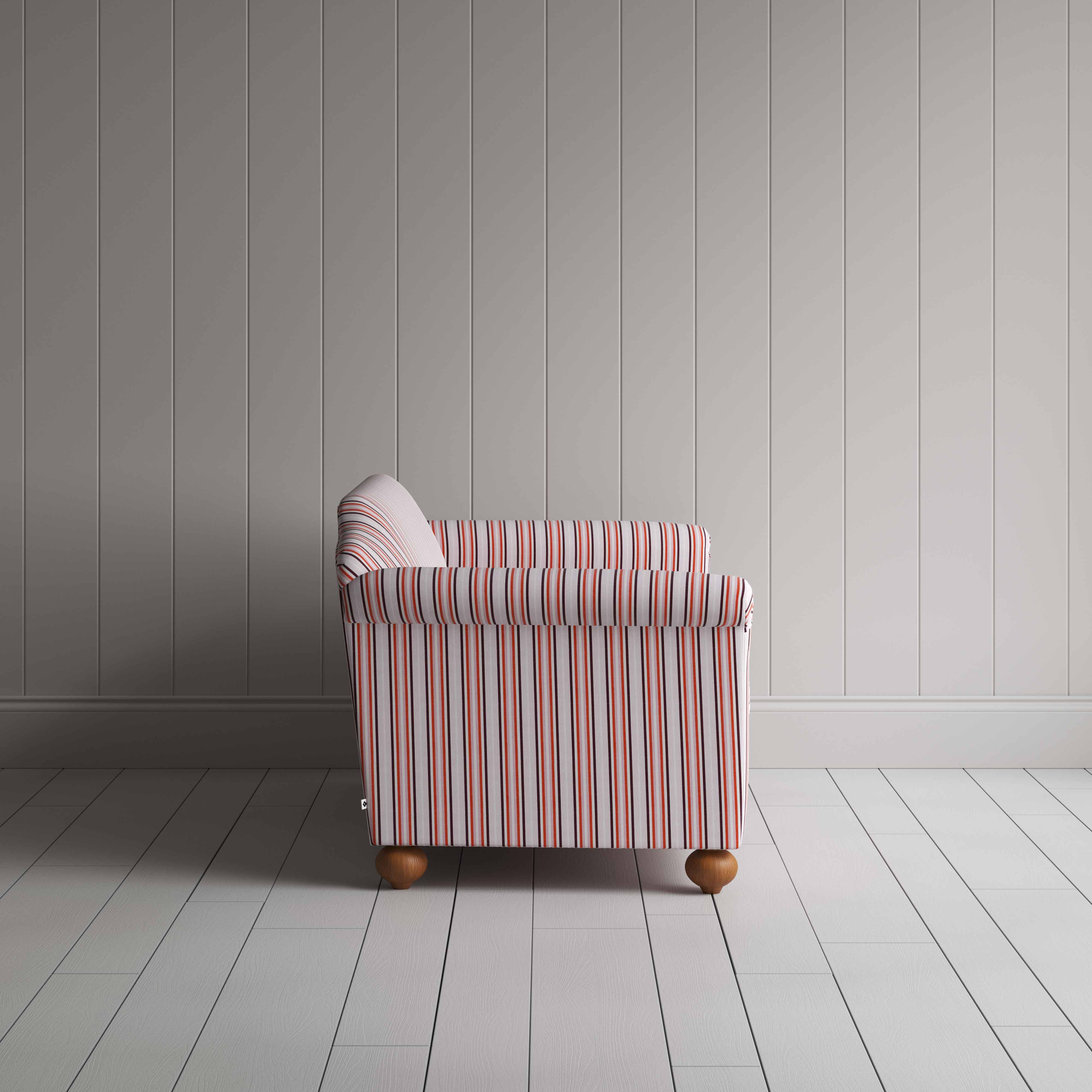  Dolittle 3 Seater Sofa in Slow Lane Cotton Linen, Berry, Side View - Nicola Harding 