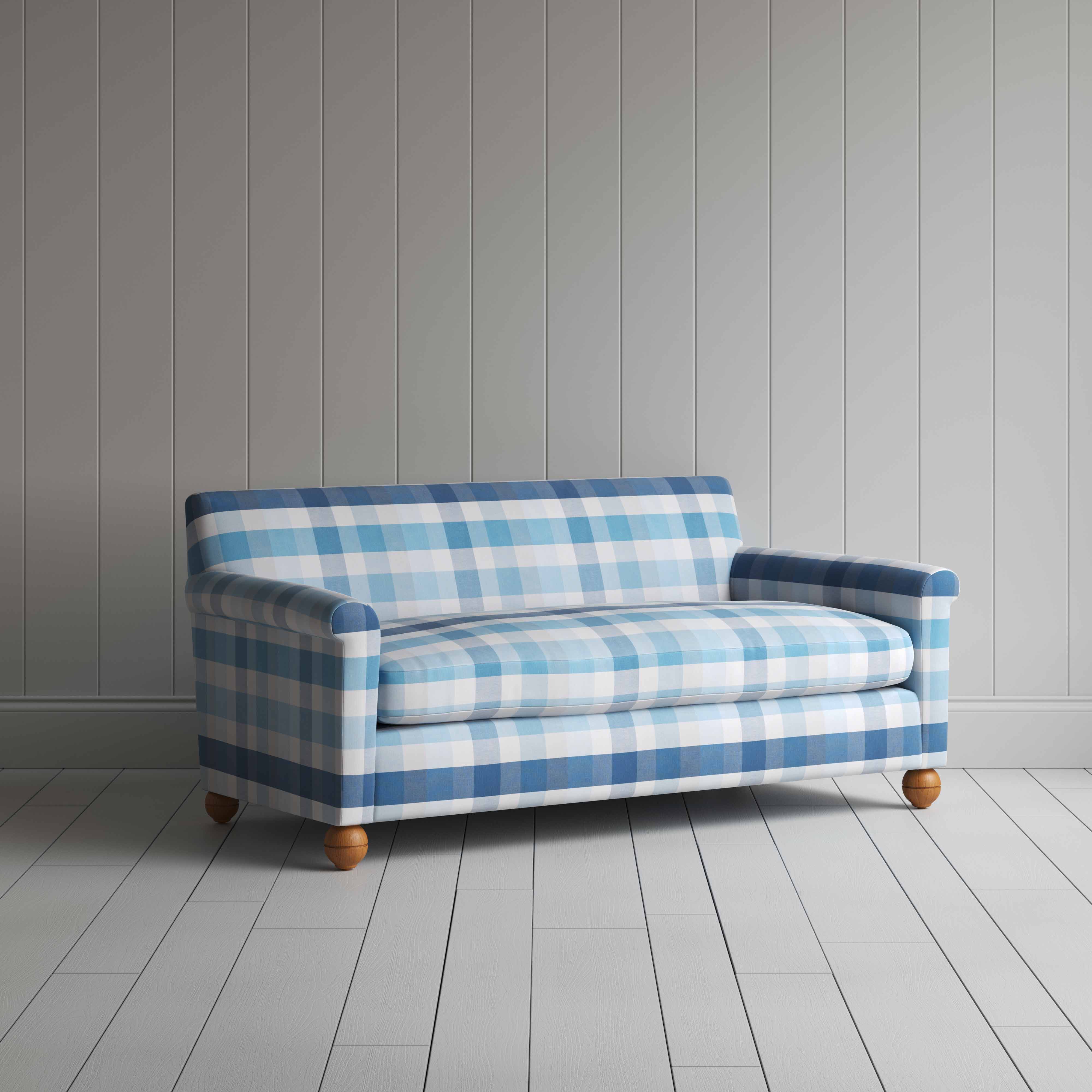  Idler 3 Seater Sofa in Checkmate Cotton, Blue 