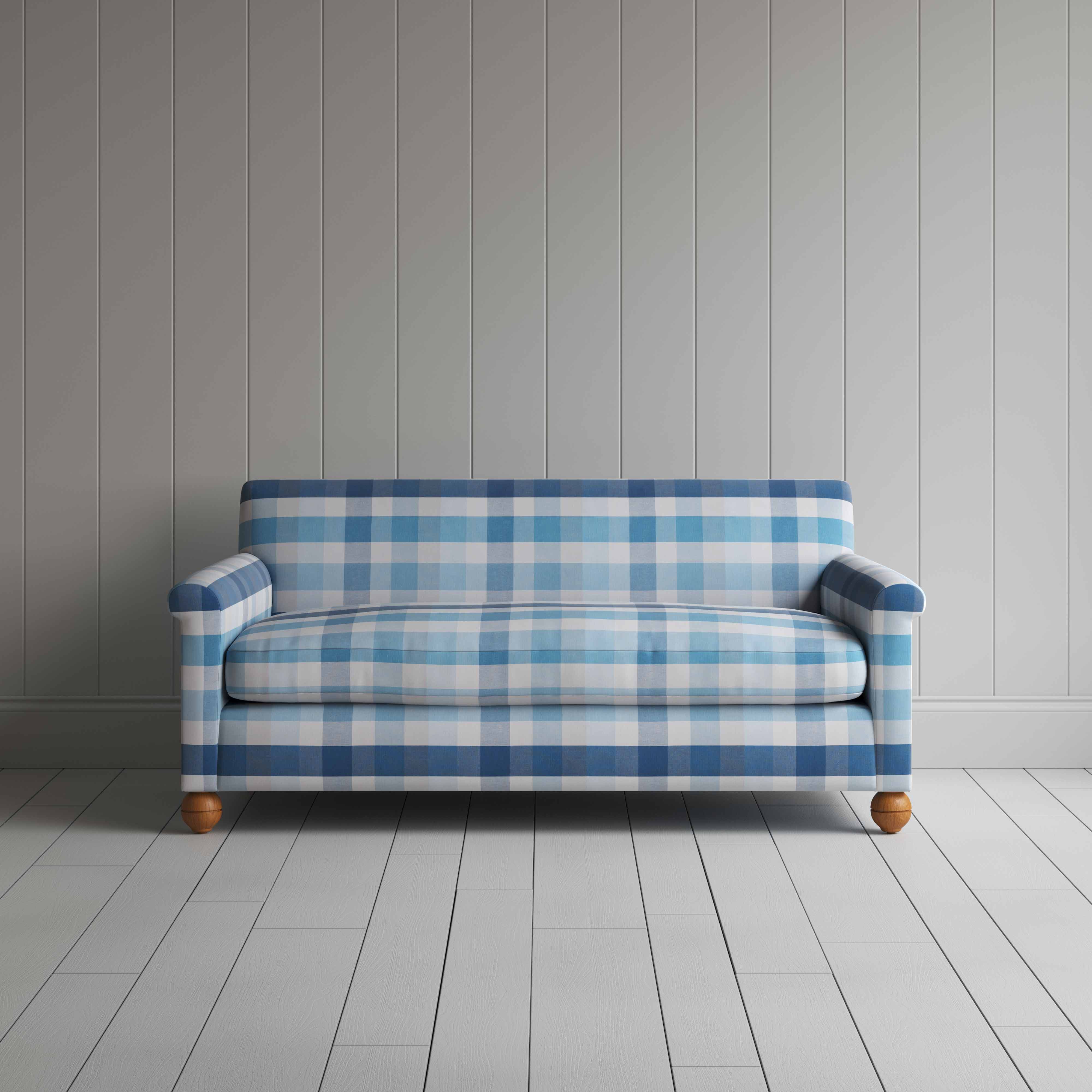  Idler 3 Seater Sofa in Checkmate Cotton, Blue 