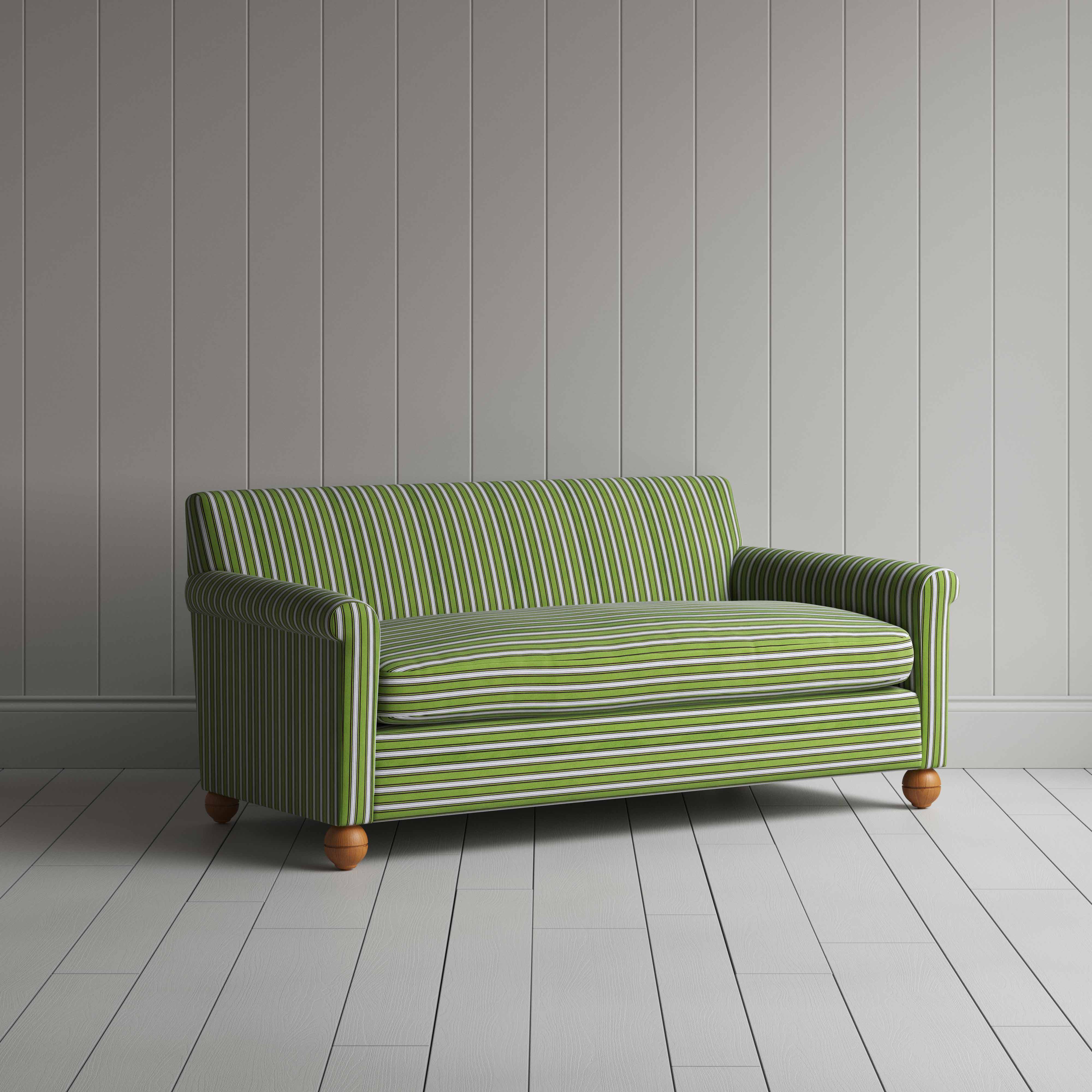  Idler 3 Seater Sofa in Colonnade Cotton, Green and Wine 