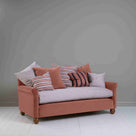  Idler 3 Seater Sofa in Intelligent Velvet Damson Frame and Ticking Cotton Berry Seat - Nicola Harding 