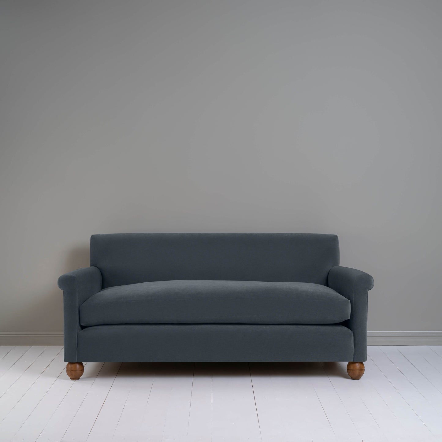 Front View of the 3 Seater Sofa in Grey(Mercury) Velvet - By NiX