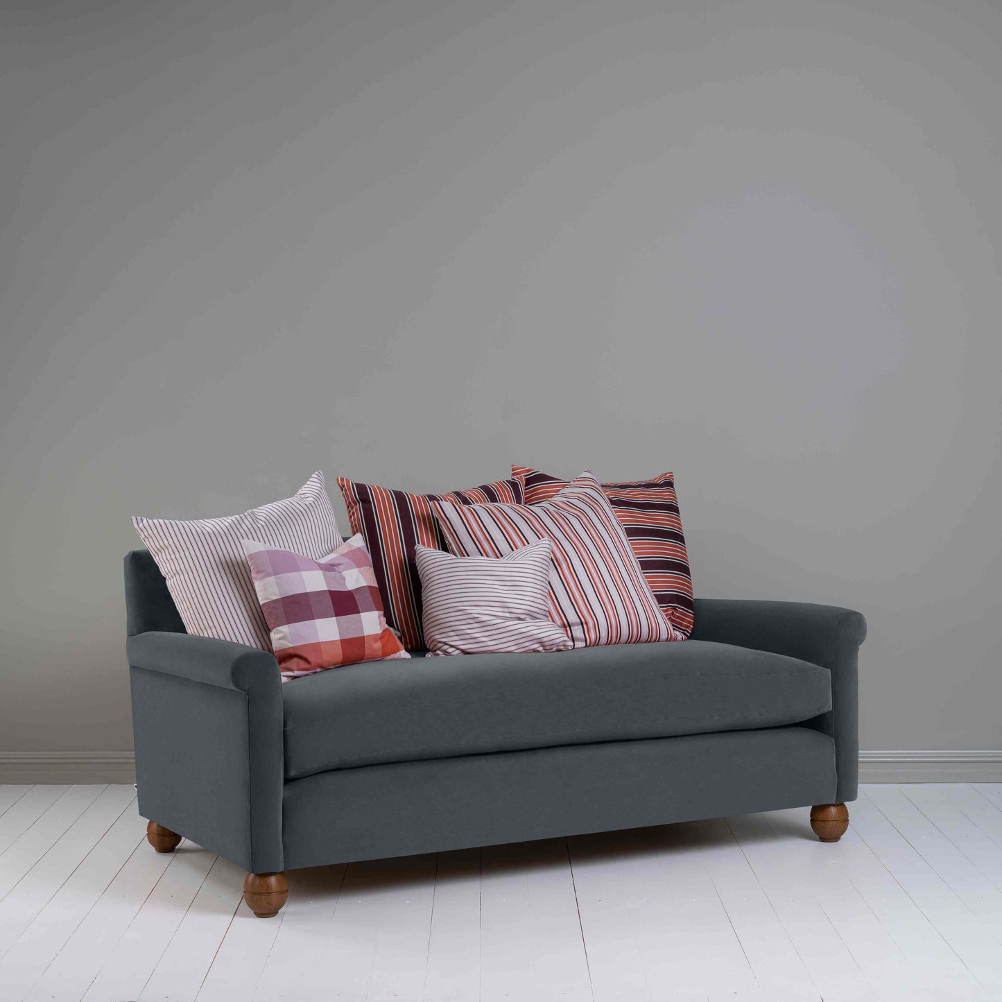 3 Seater Sofa in Velvet Grey(Mercury) With Cushions