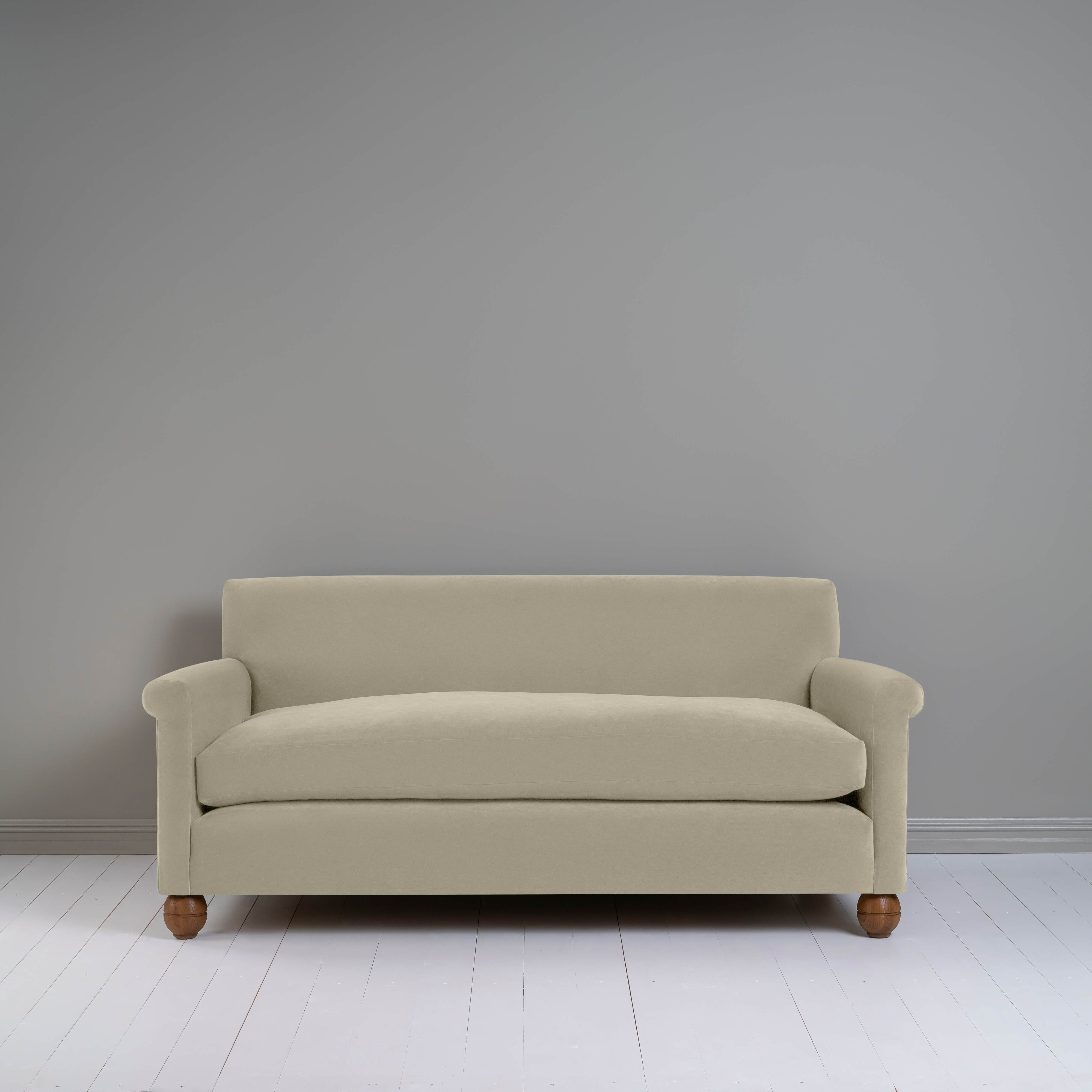  Front View of 3 Seater Sofa in Velvet Moonstone - Nicola Harding 