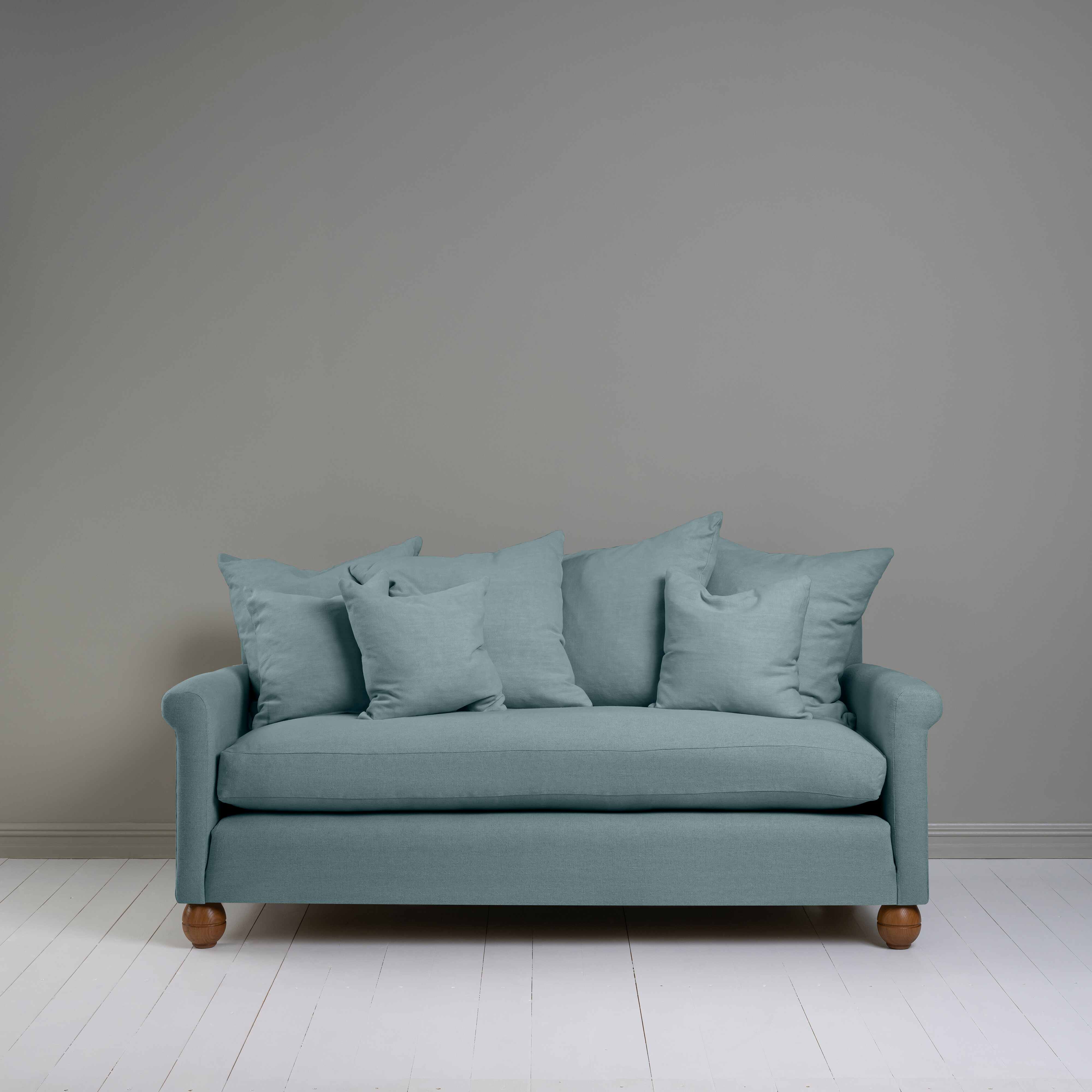  Front View of 3 Seater Sofa in Blue(Cerulean) With Cushions - By NiX 