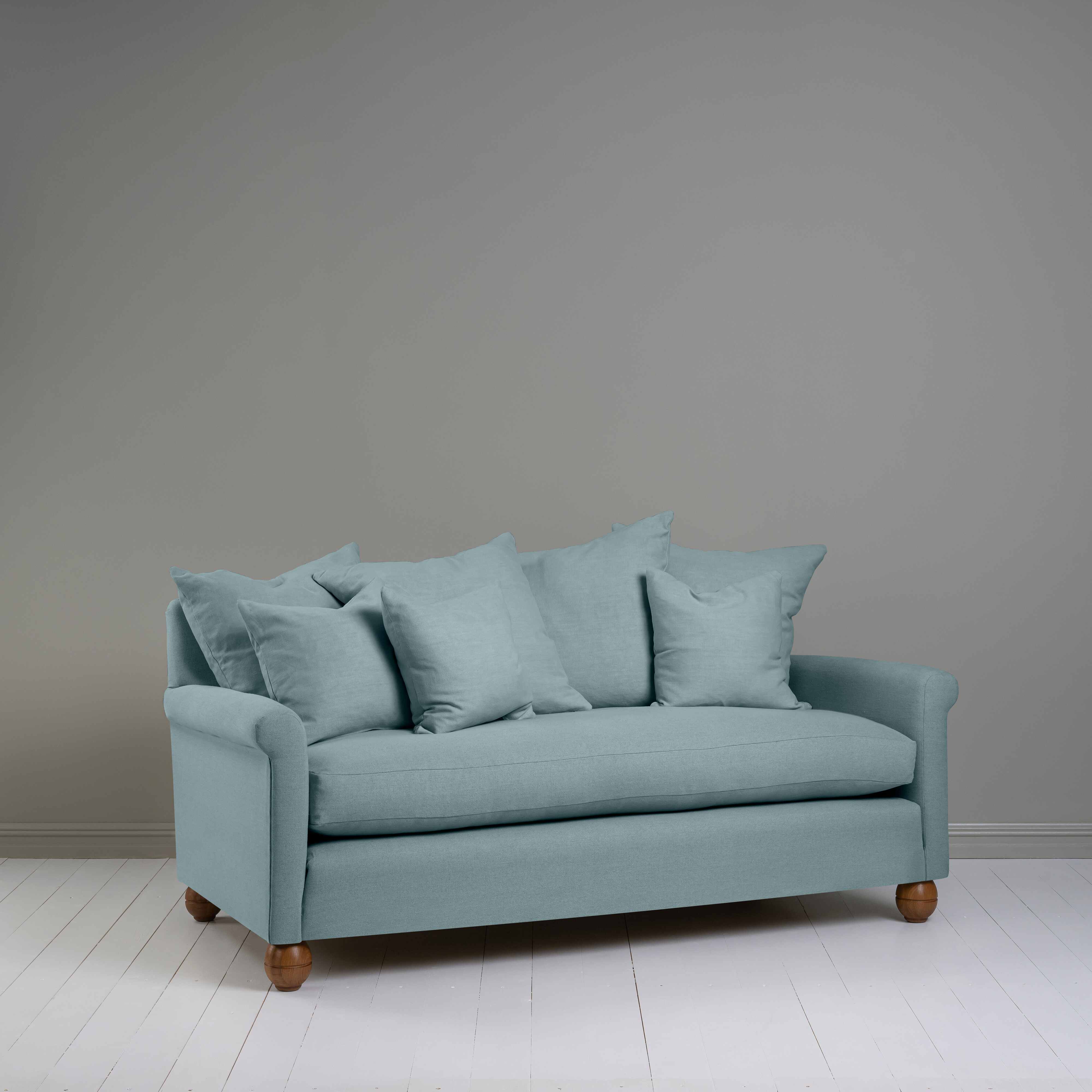  Idler 3 Seater Sofa in Laidback Linen Cerulean - Nicola Harding 